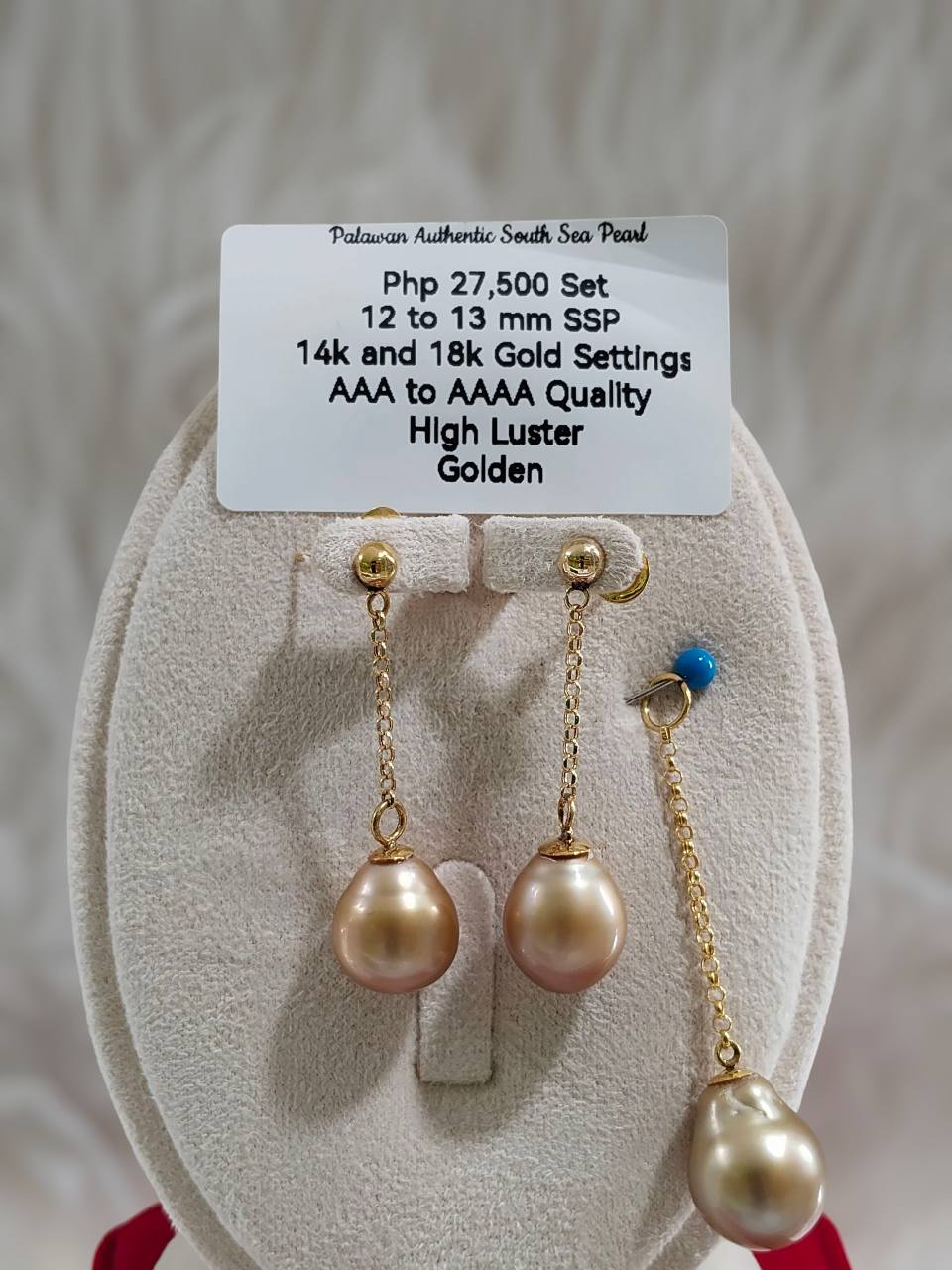 12mm - 13mm Deep Golden South Sea Pearls Set 2in1 14k & 18K Gold Settings