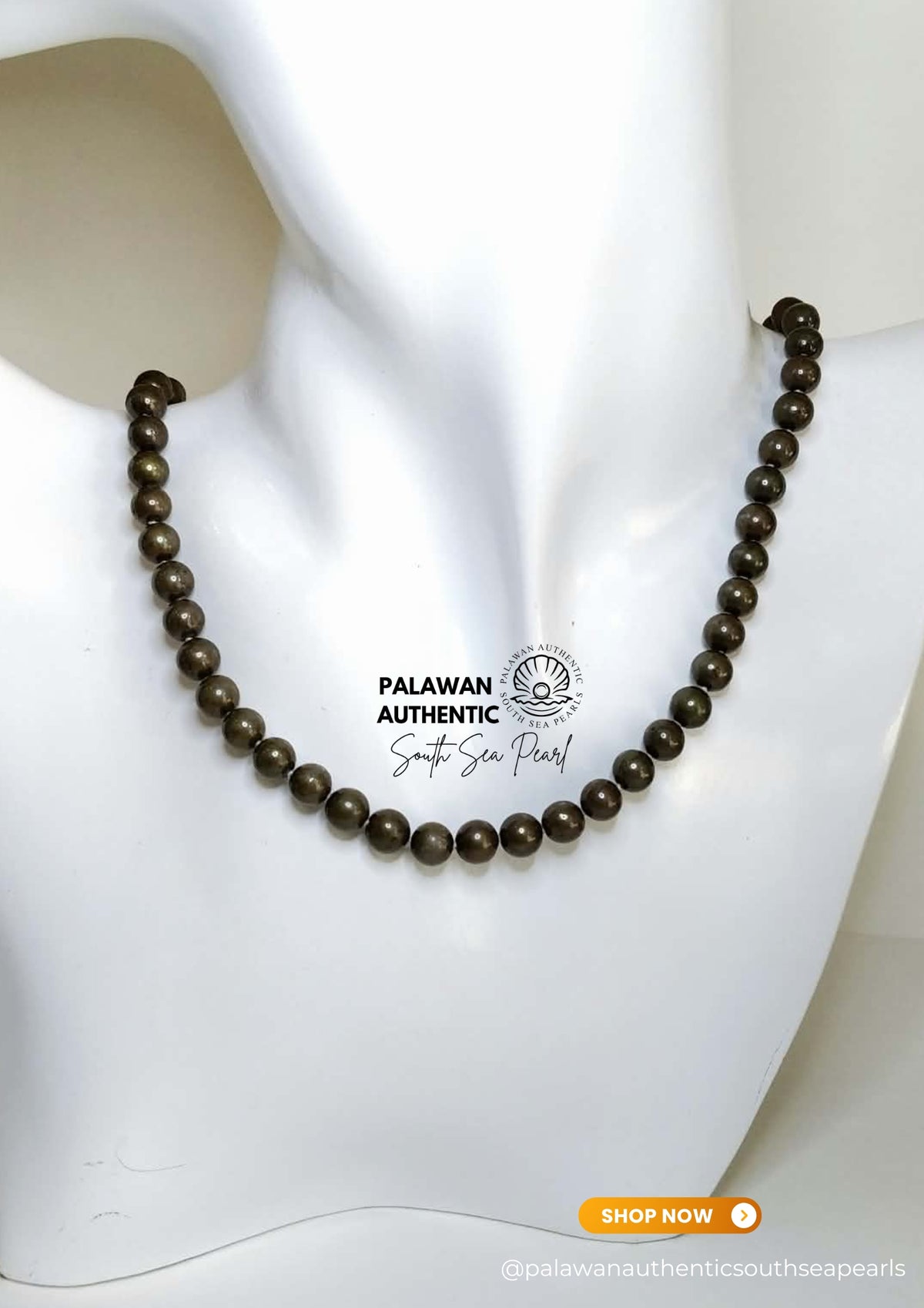 6.5 to 6.7mm Palawan Authentic Bronze Brown Color South Sea Pearl Choker in 5 Micron Lock Settings
