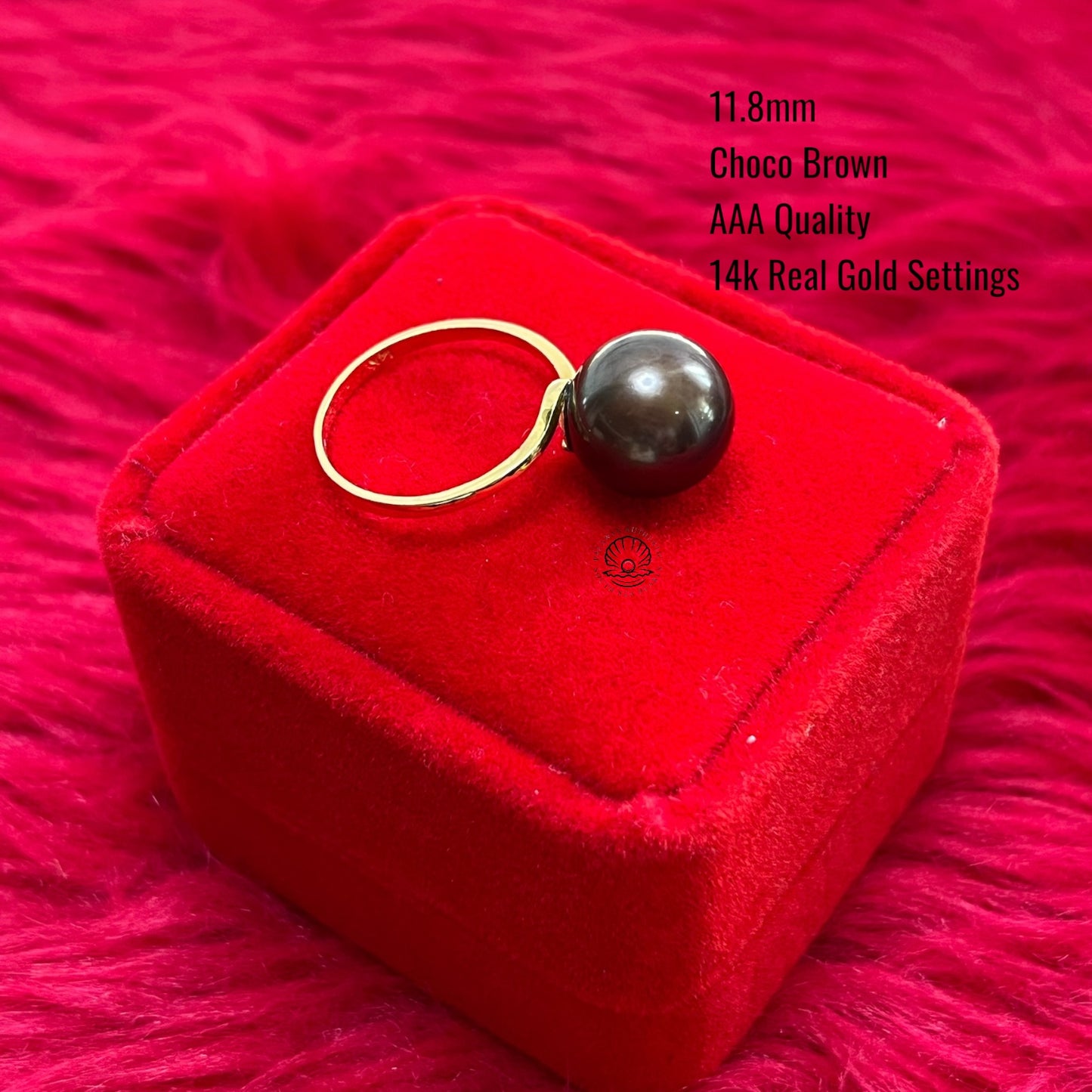 11.8mm Palawan Authentic Choco Brown Color South Sea Pearl Ring in 14k Real Gold Settings