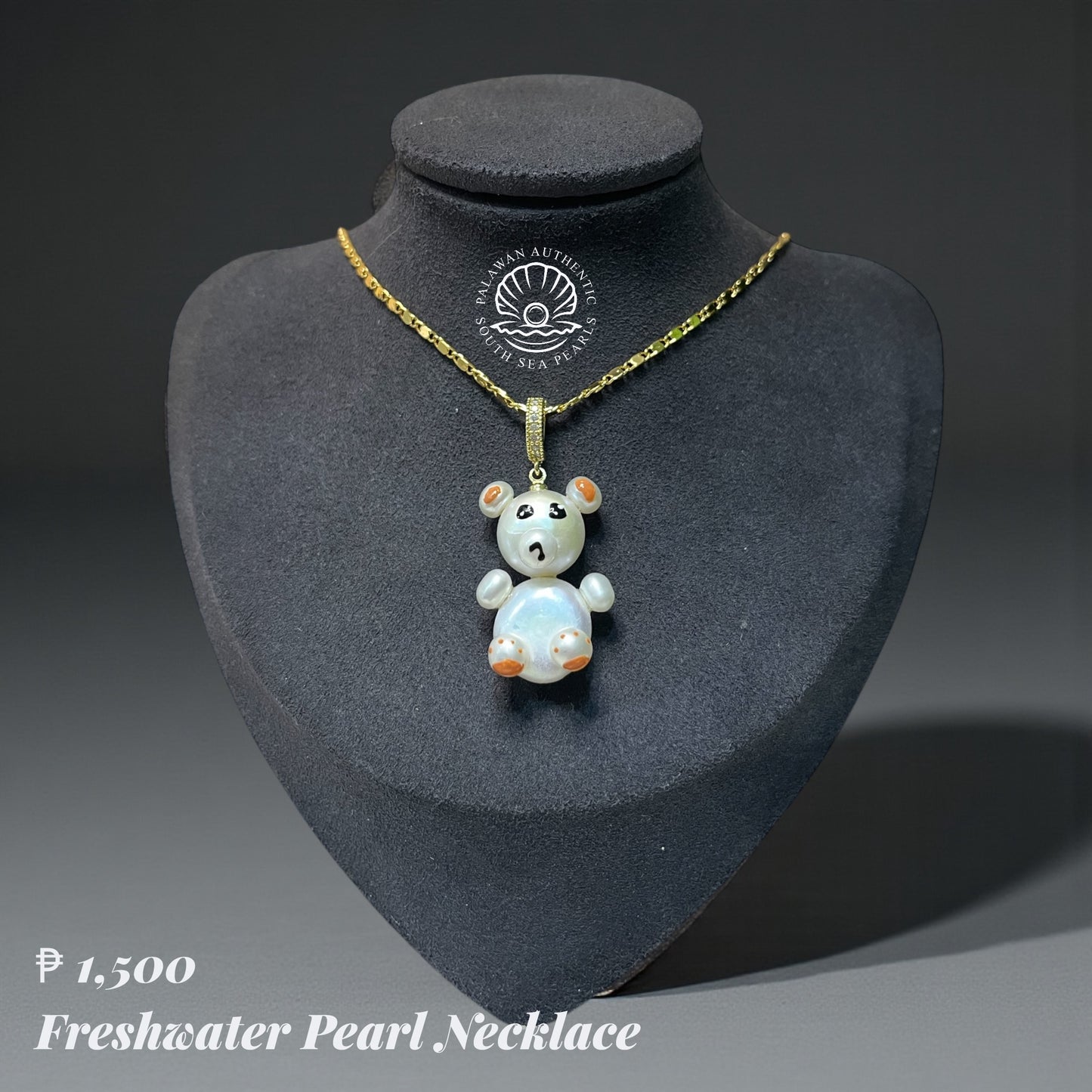 Freshwater Pearl Necklace Bear Pendant