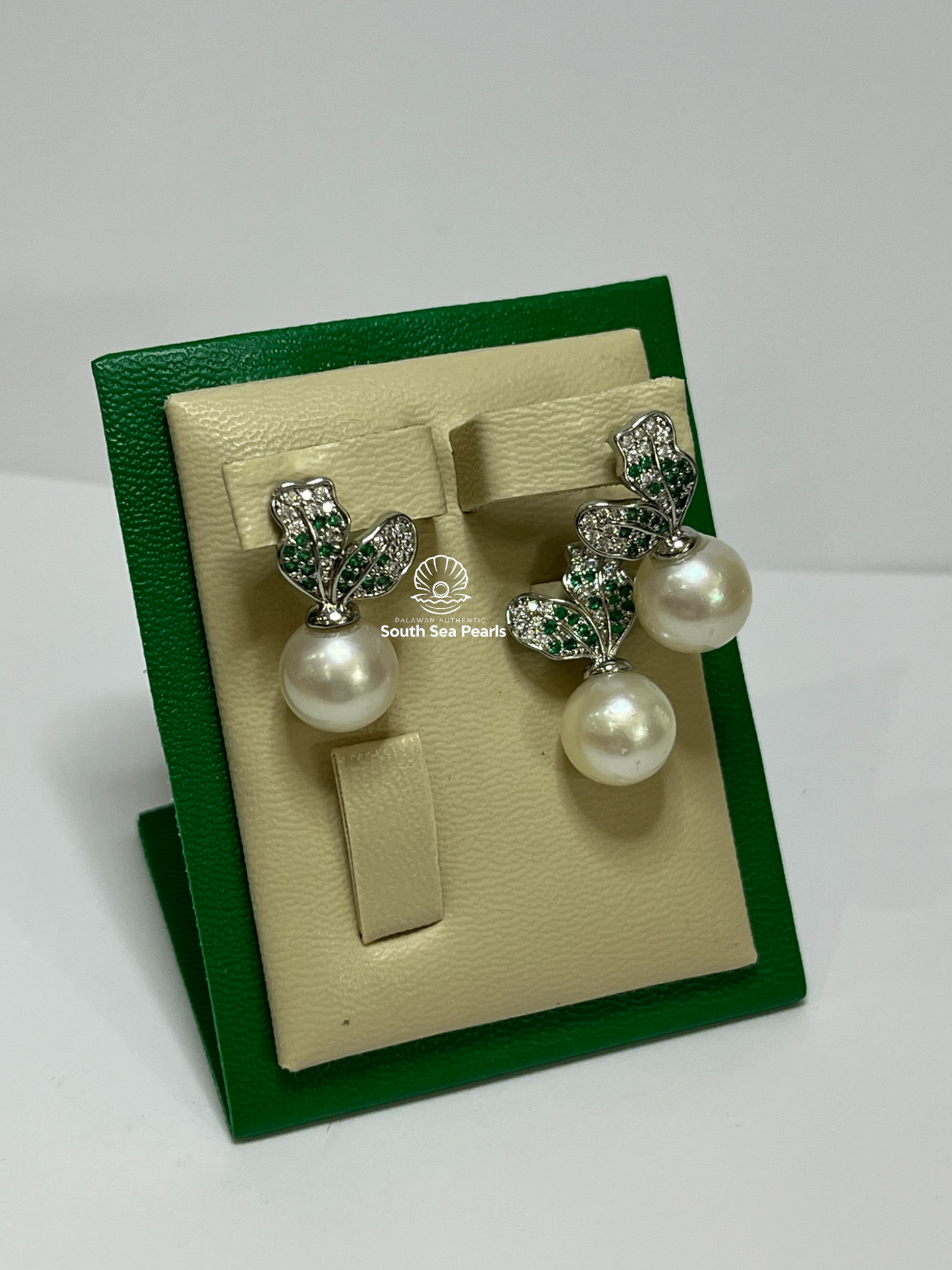 10.8 to 11mm Palawan Authentic White Color South Sea Pearl Sets in 5 Micron Plated Settings