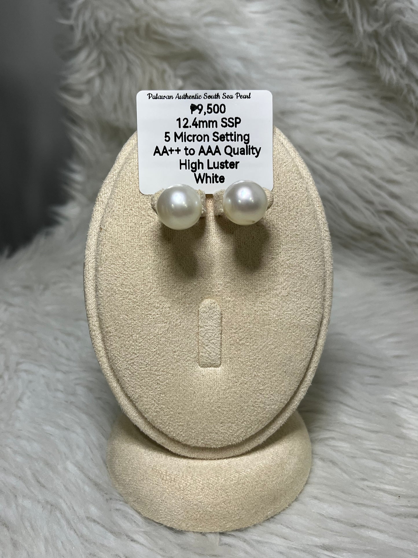 New Arrival! 12.4mm Authentic White South Sea Pearls Earrings in 5 Micron Plated Settings