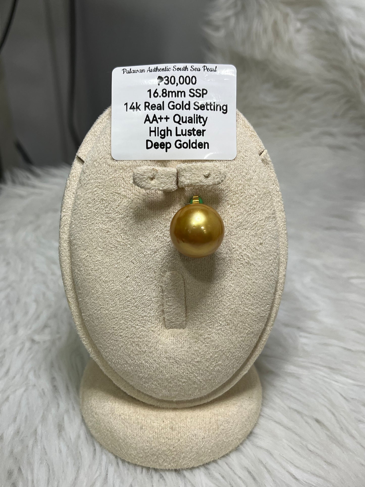 New Arrival! 16.8mm Authentic Deep Golden Color South Sea Pearl Pendant in 14k Real Gold Settings