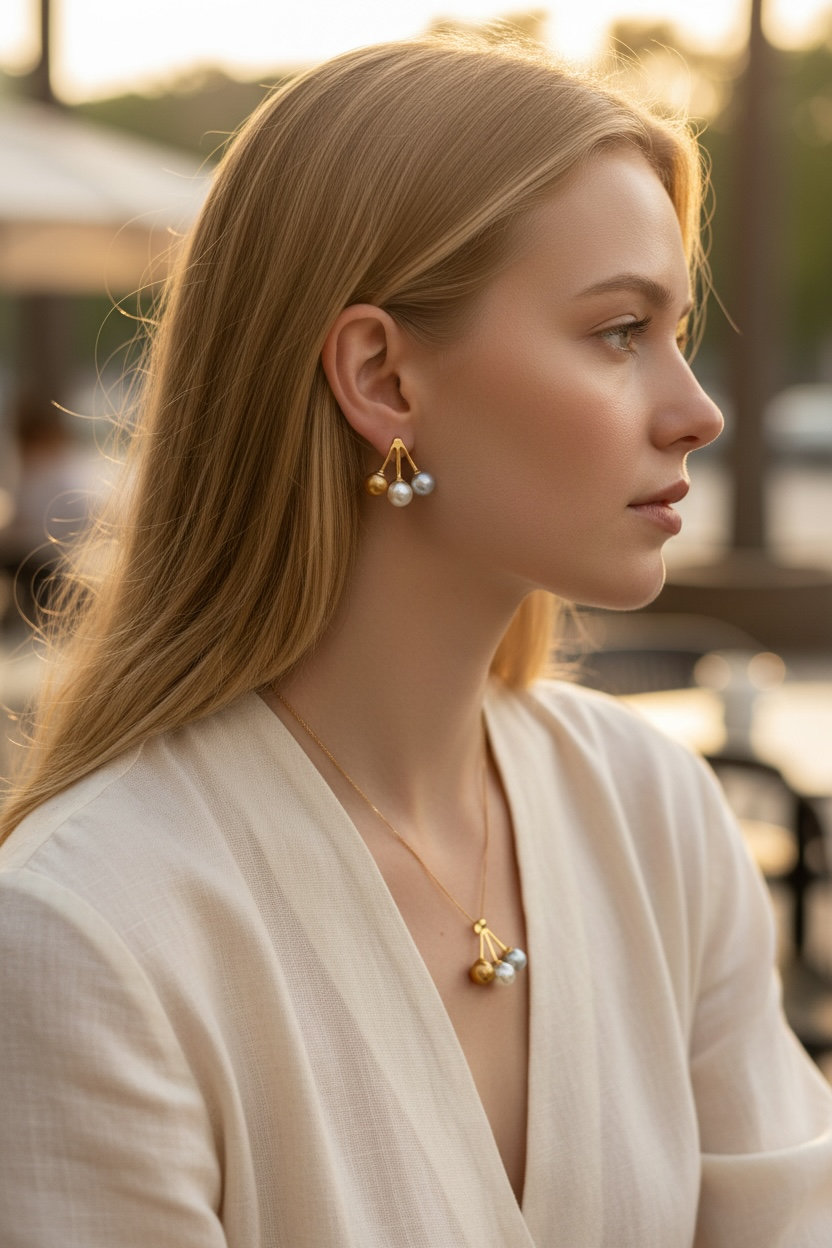 New Arrival! 8mm to 8.1mm Palawan Authentic Multicolor South Sea Pearl Sets in 14k Real Gold Settings