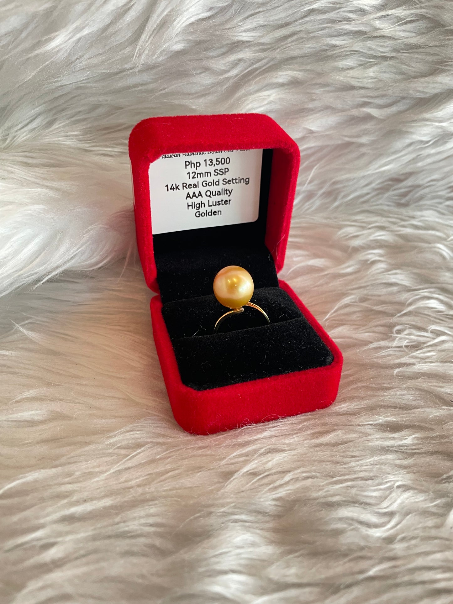 New Arrival! 12mm Authentic Golden South Sea Pearls Ring in 14K Gold Settings