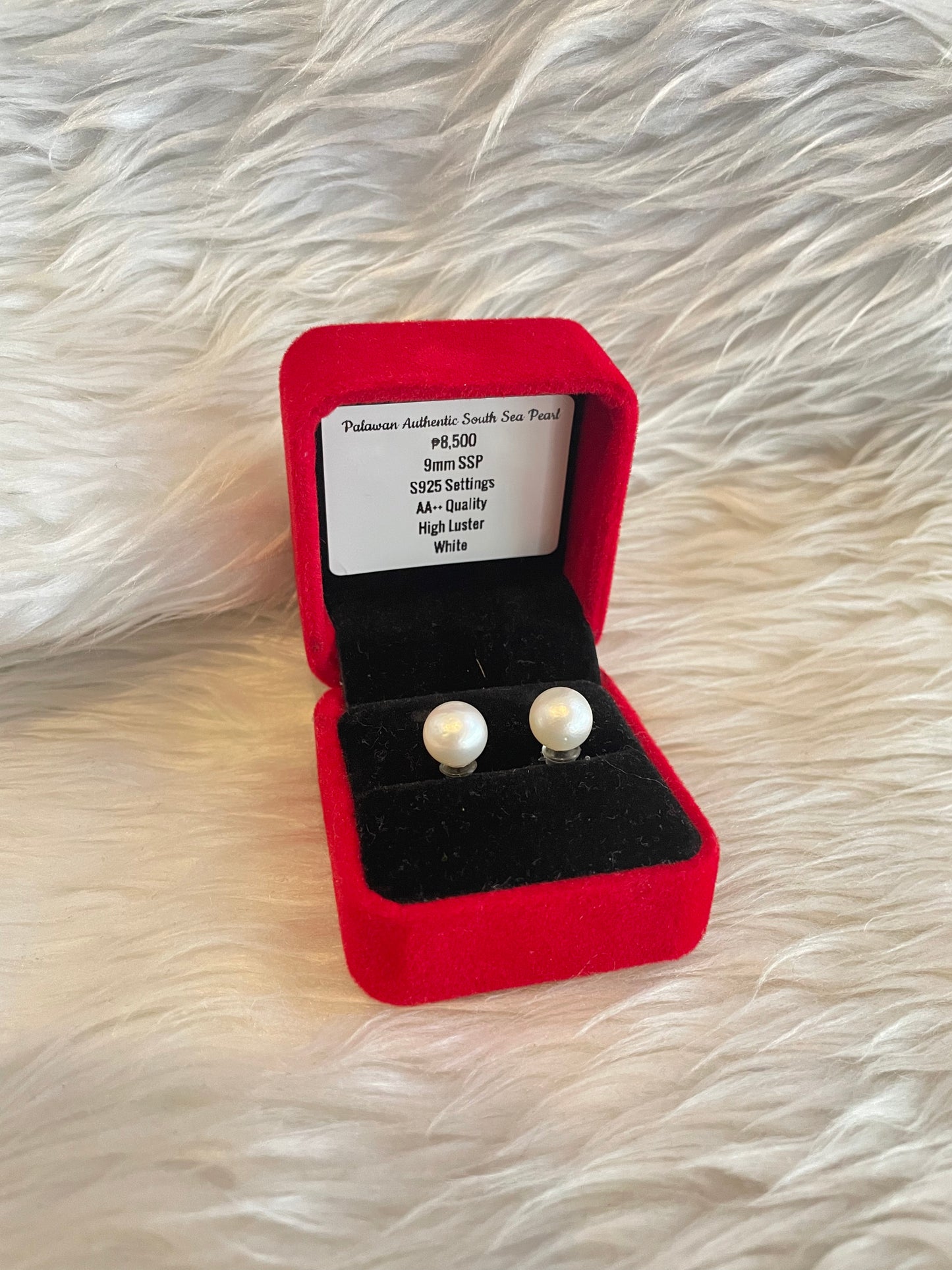 9mm Authentic White South Sea Pearl Earrings in S925 Settings
