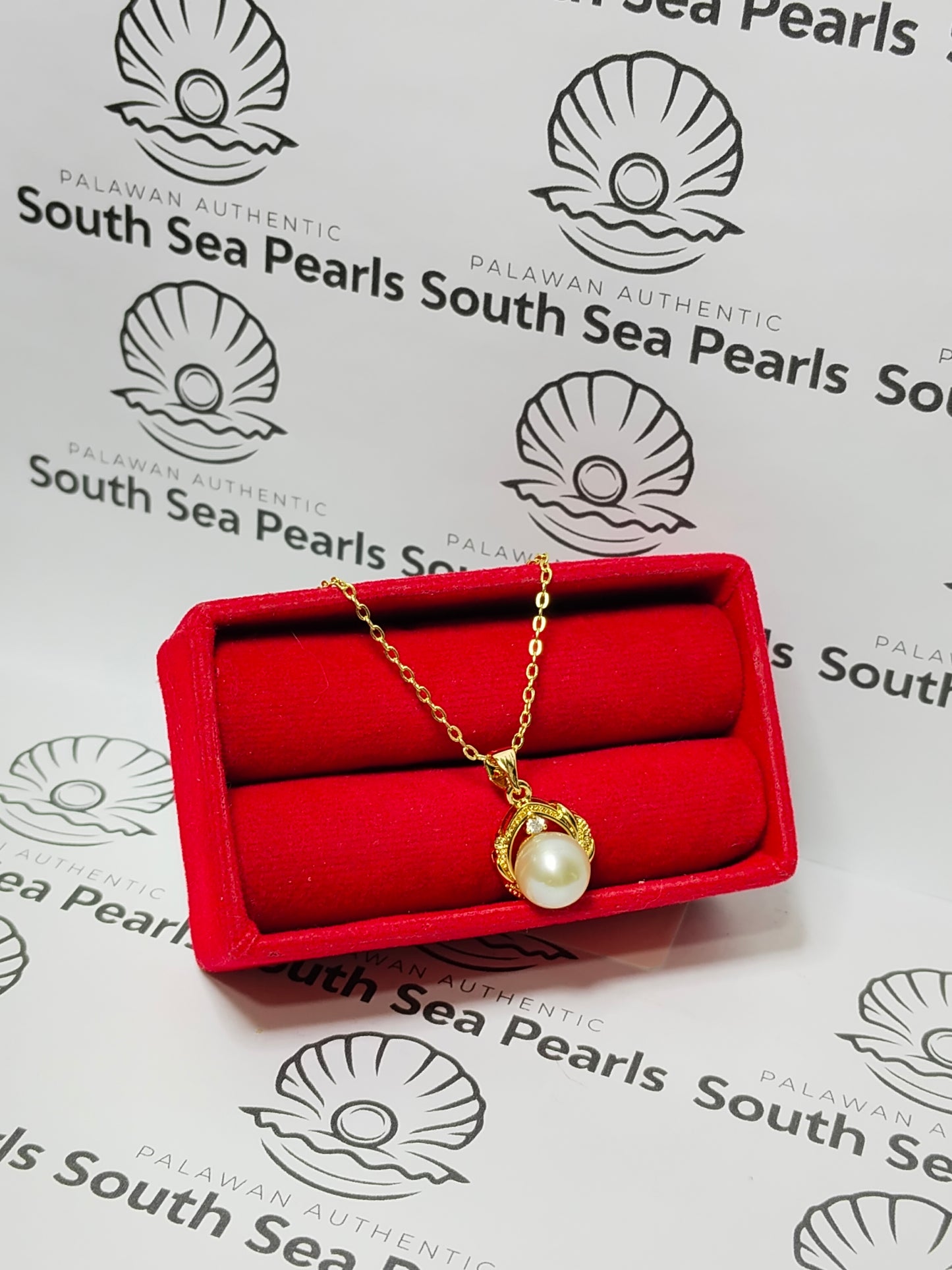 New Arrival! 9mm Authentic White South Sea Pearls Pendant in 5 Micron Plated Settings