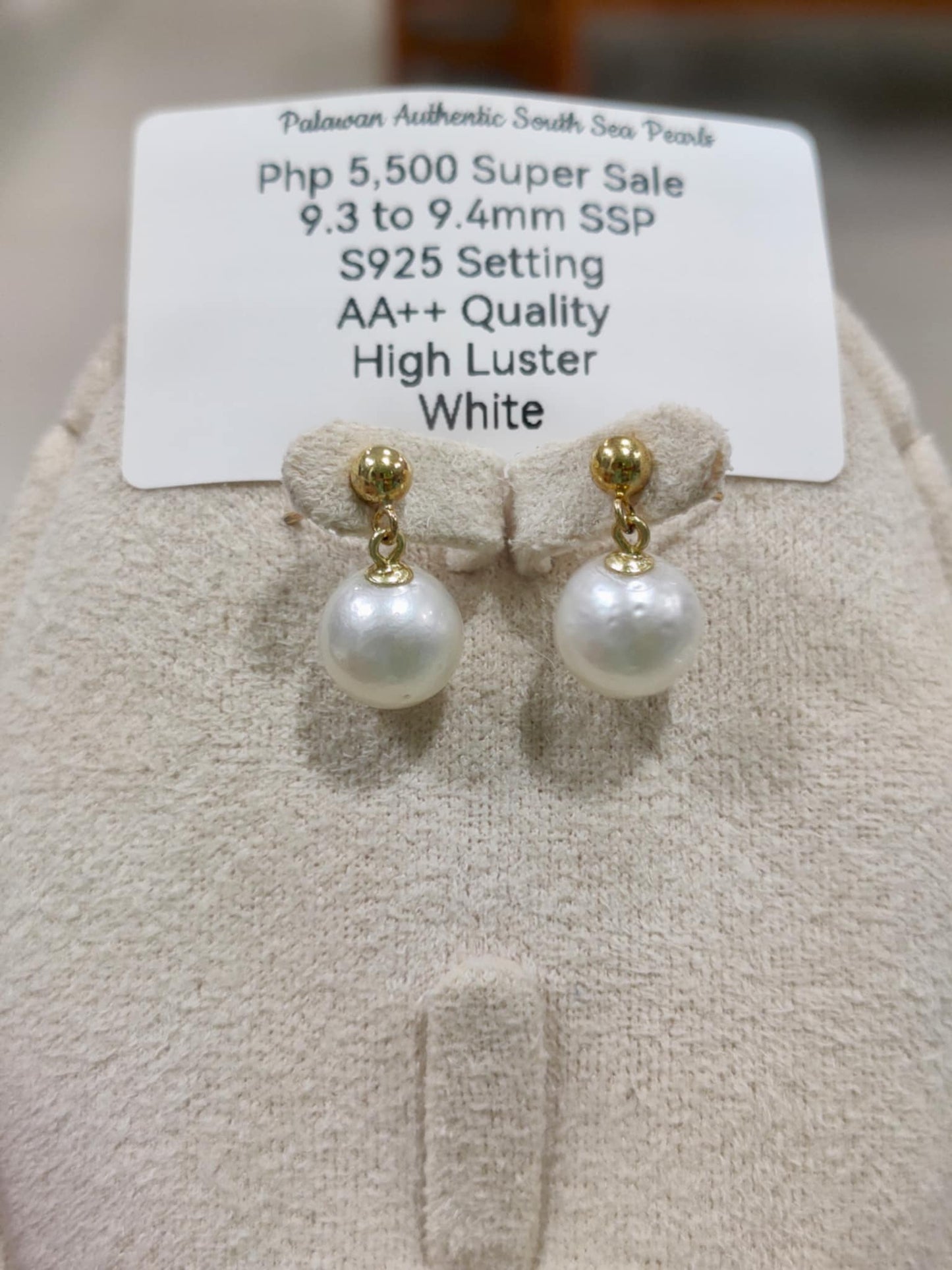 9.3mm to 9.4mm Authentic White South Sea Pearls in S925 Settings