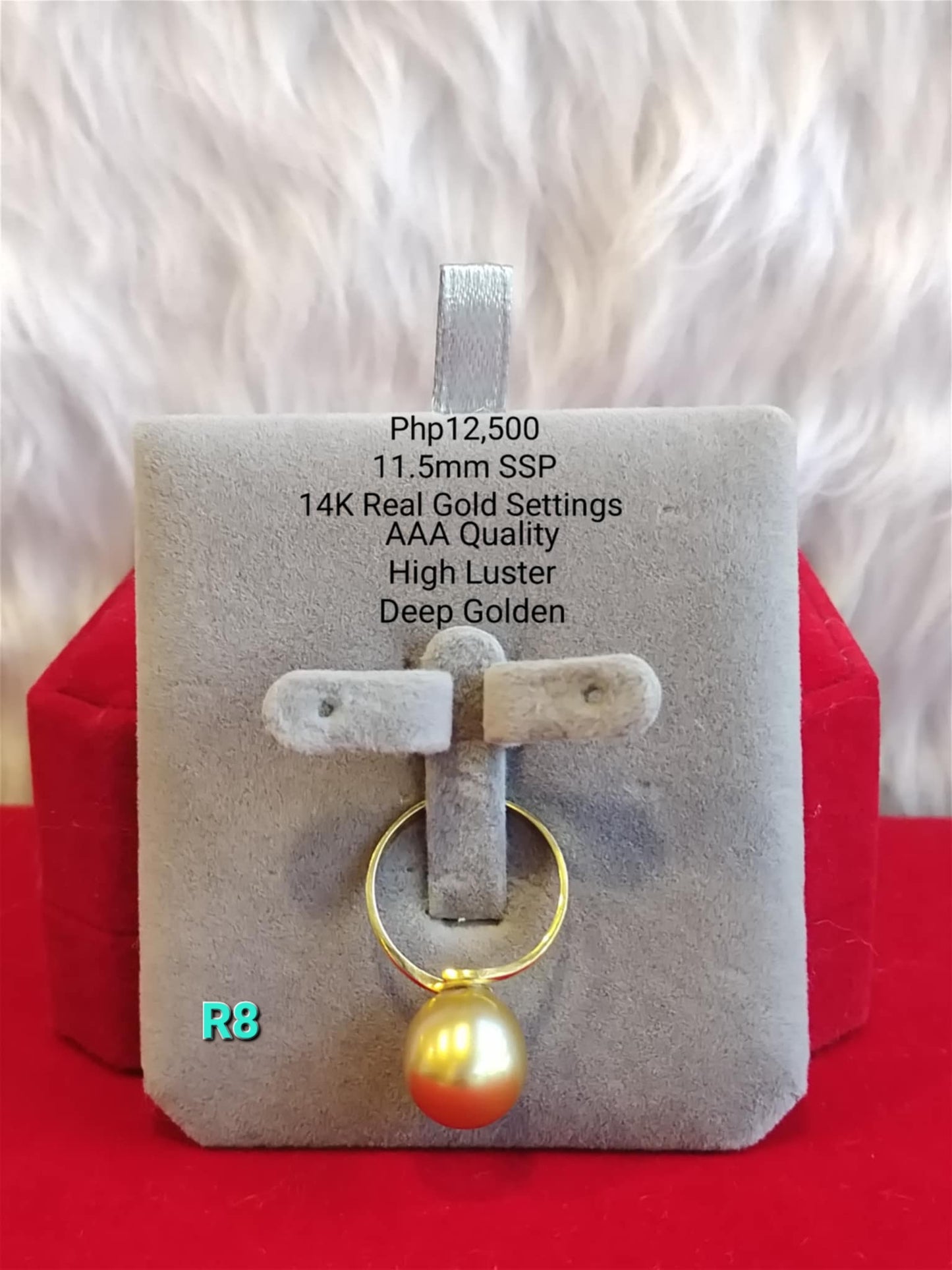 11.5mm Authentic Deep Golden South Sea Pearls Ring in 14K Gold Settings