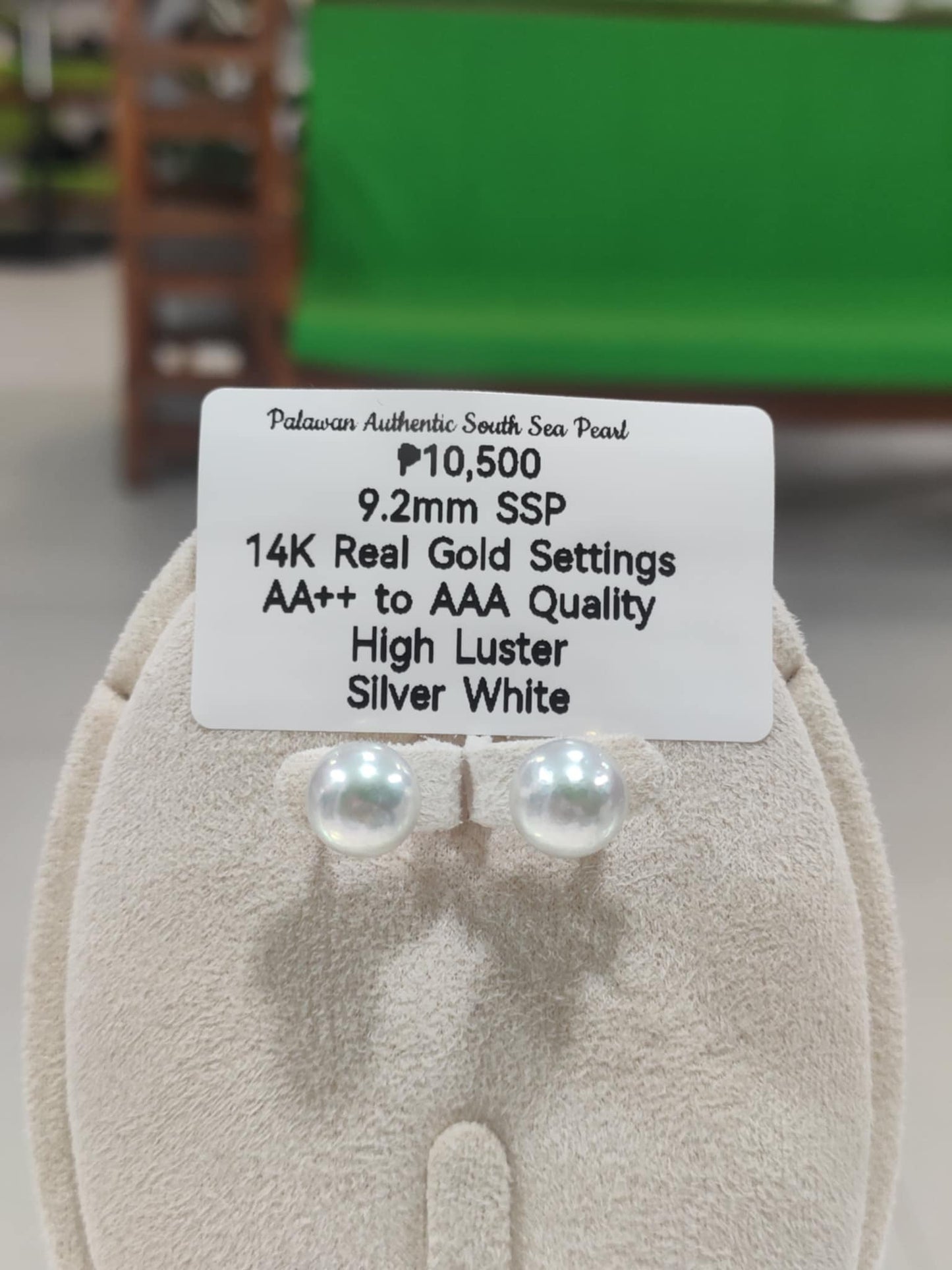 New Arrival! 9.2mm Authentic Silver White South Sea Pearls Earrings in 14k Gold Settings