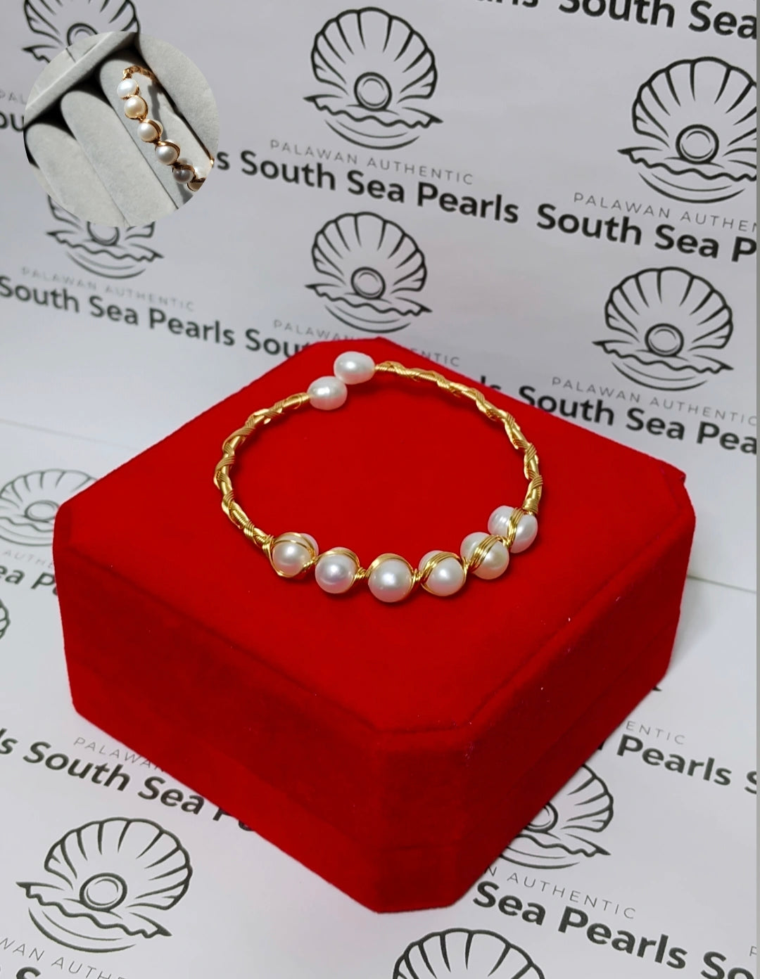 Authentic Fresh Water Pearl Bangle in 5 Micron Setting