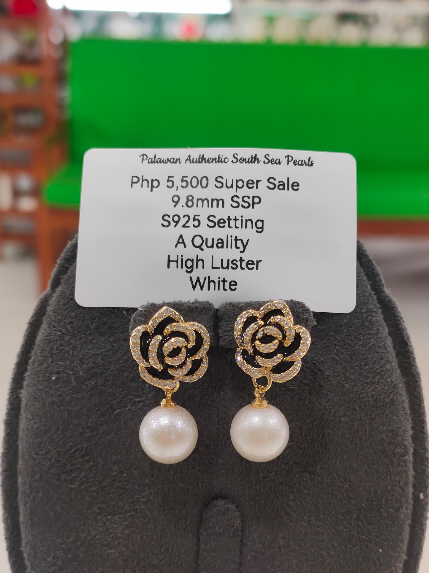 Authentic South Sea Pearl Earring in S925 Settings 9.8mm A Quality High Luster White