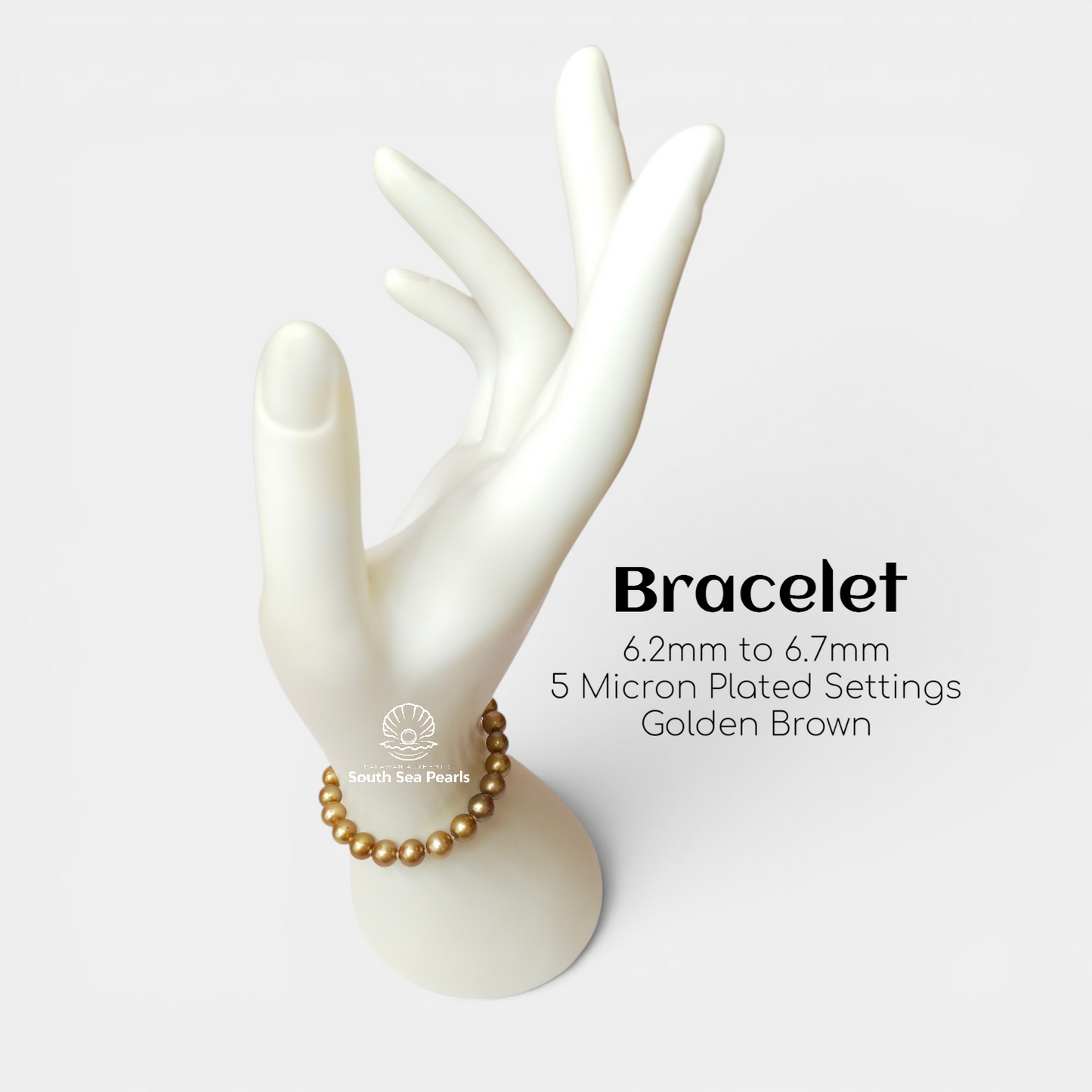6.2mm to 6.7mm Palawan Authentic Golden Brown South Sea Pearl Bracelets in 5 Micron Lock Settings