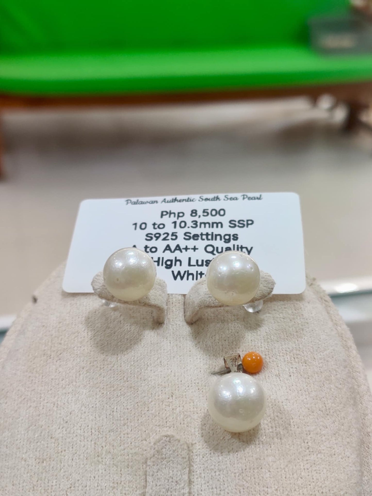 10mm to 10.3mm Authentic White South Sea Pearls Set in S925 Settings