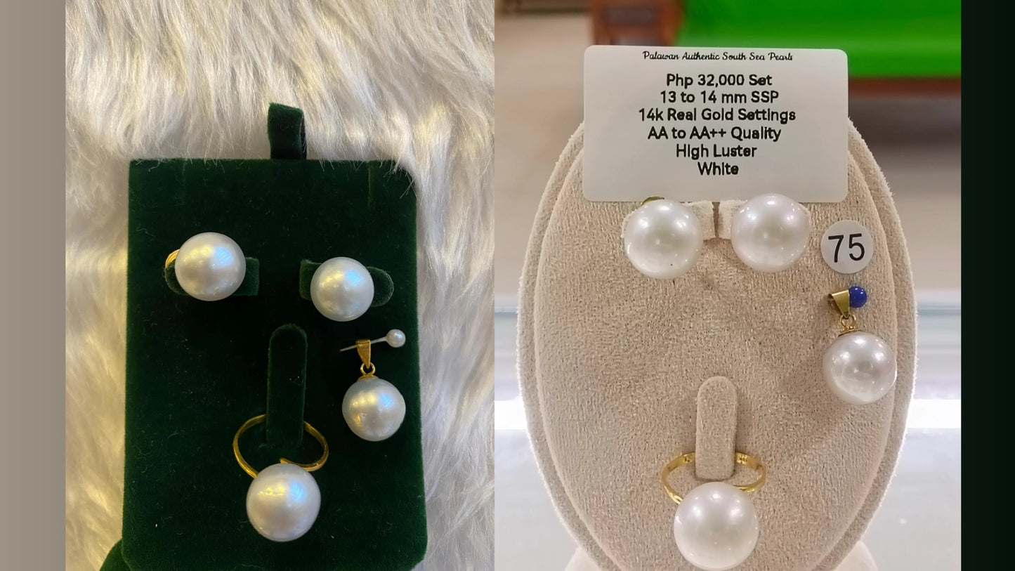 Authentic South Sea Pearl Set in 14K Real Gold Setting