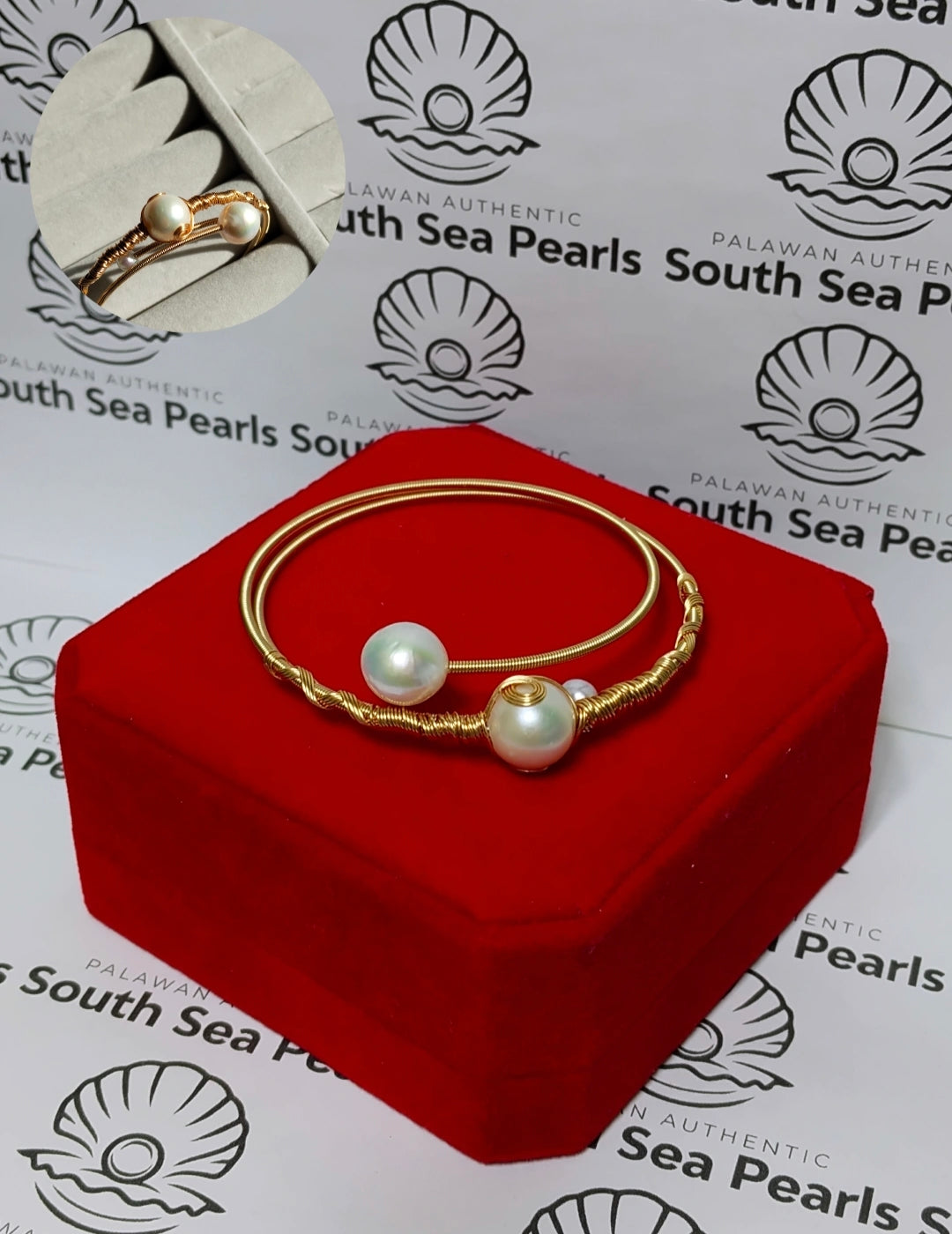 Authentic Fresh Water Pearl Bangle in 5 Micron Setting