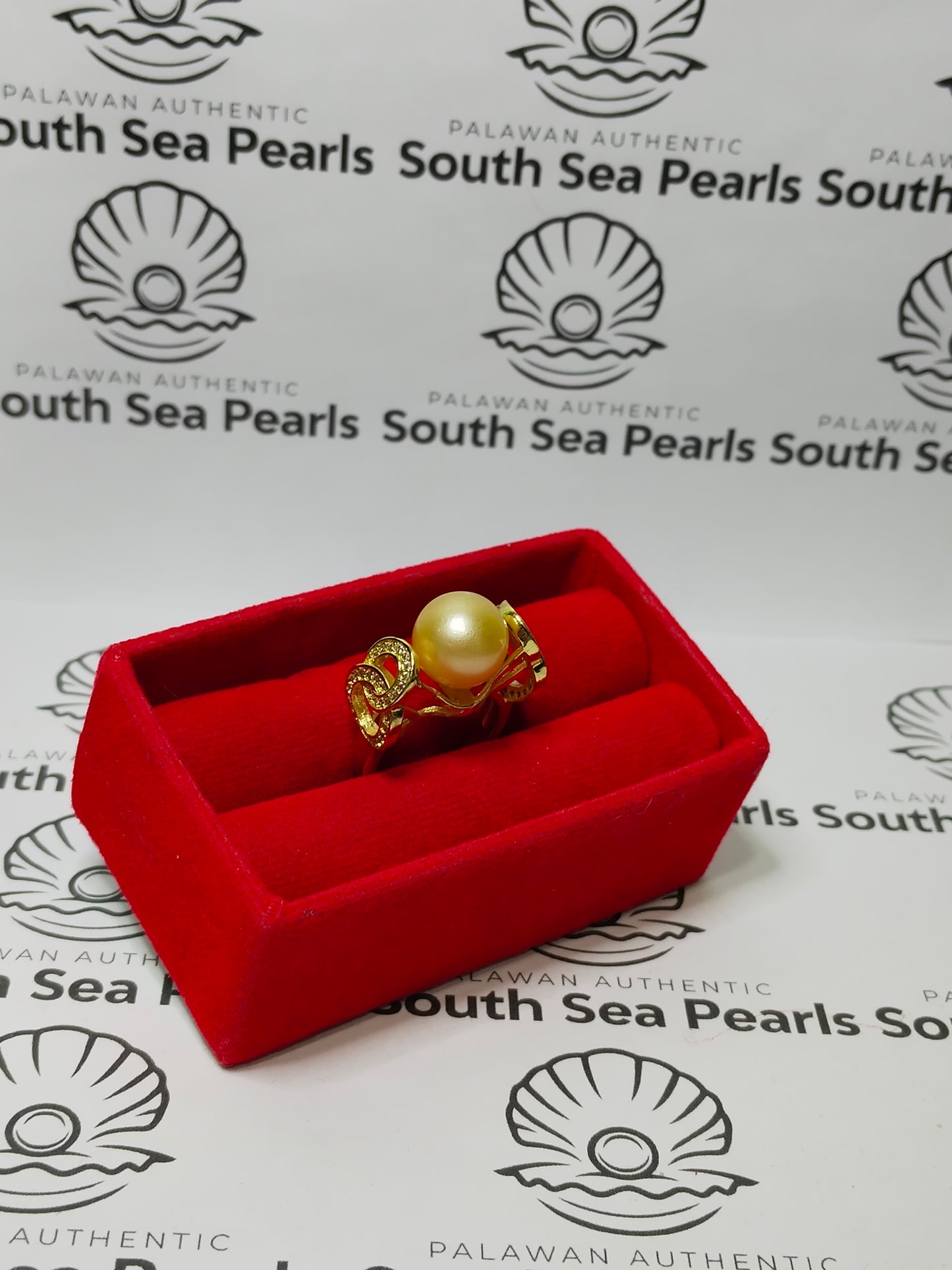New Arrival! 11mm Authentic South Sea Pearls Ring in 5 Micron Plated Settings