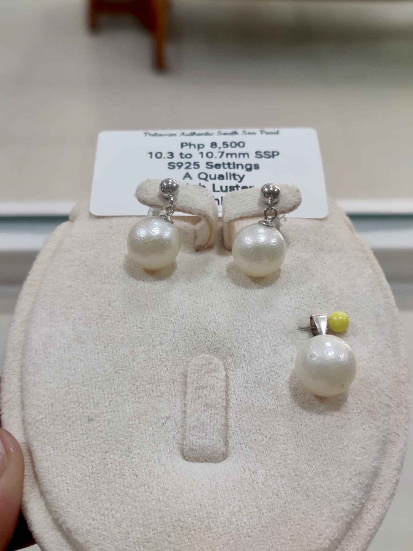10.3 to 10.7mm Authentic White South Sea Pearls Set in S925