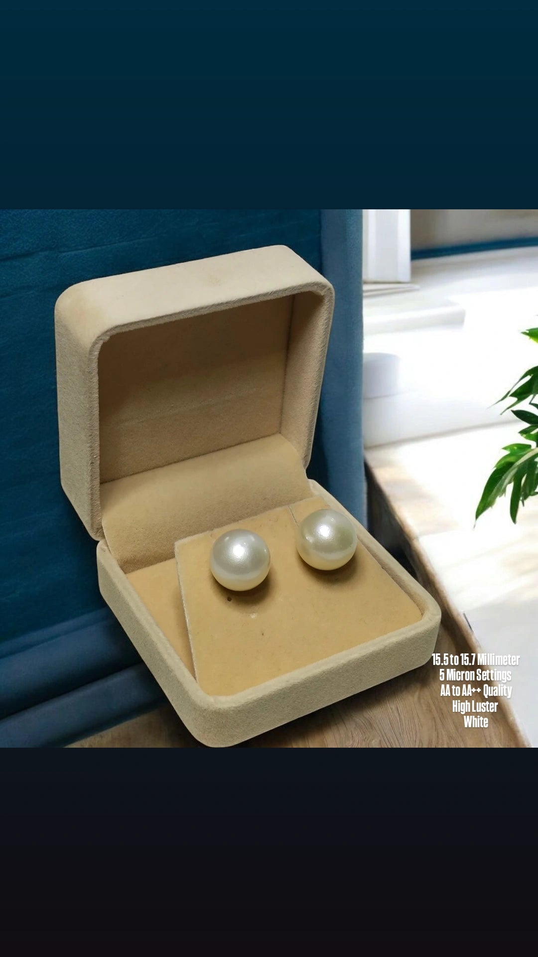 New Arrival! 15.3 to 15.7mm Authentic White South Sea Pearl Earring in 5 Micron Settings