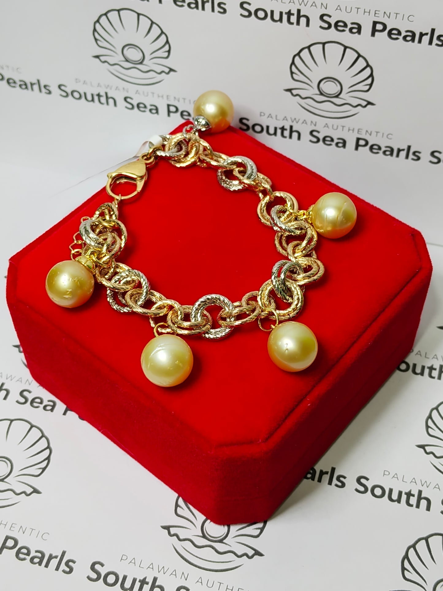 New Arrival! 11.9mm to 12.4mm Authentic Champagne South Sea Pearls Bracelets