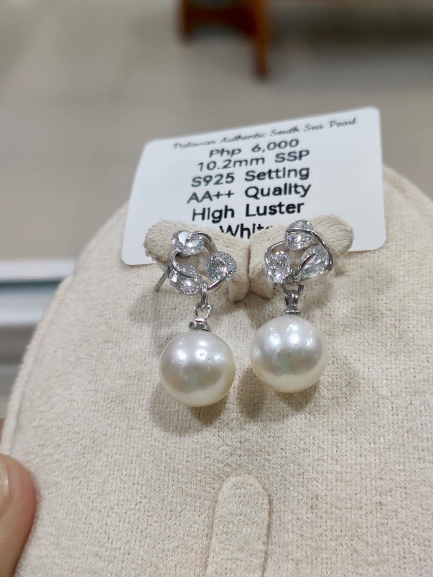 10.2mm Authentic White South Sea Pearls in S925 Settings