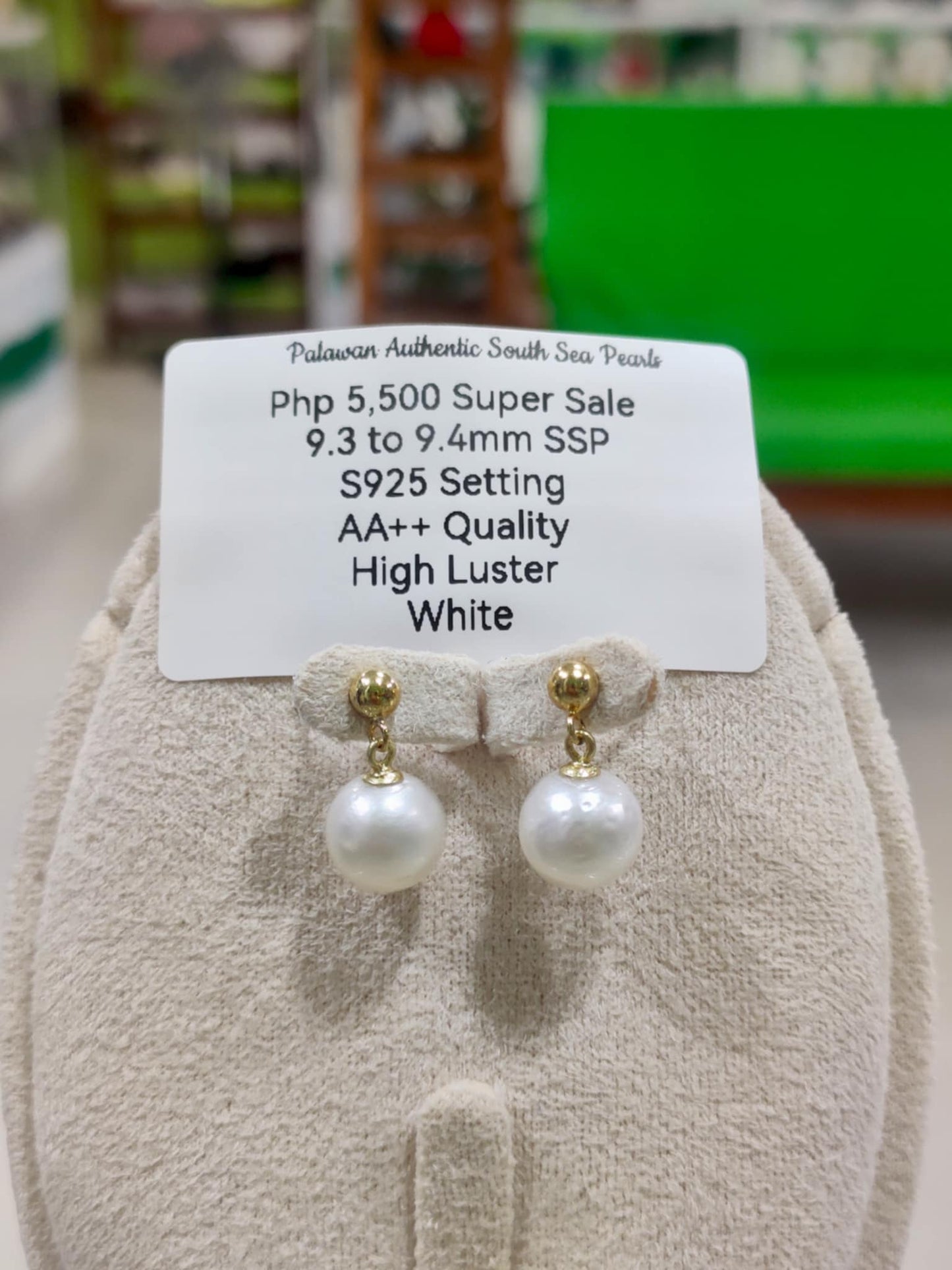 9.3mm to 9.4mm Authentic White South Sea Pearls in S925 Settings