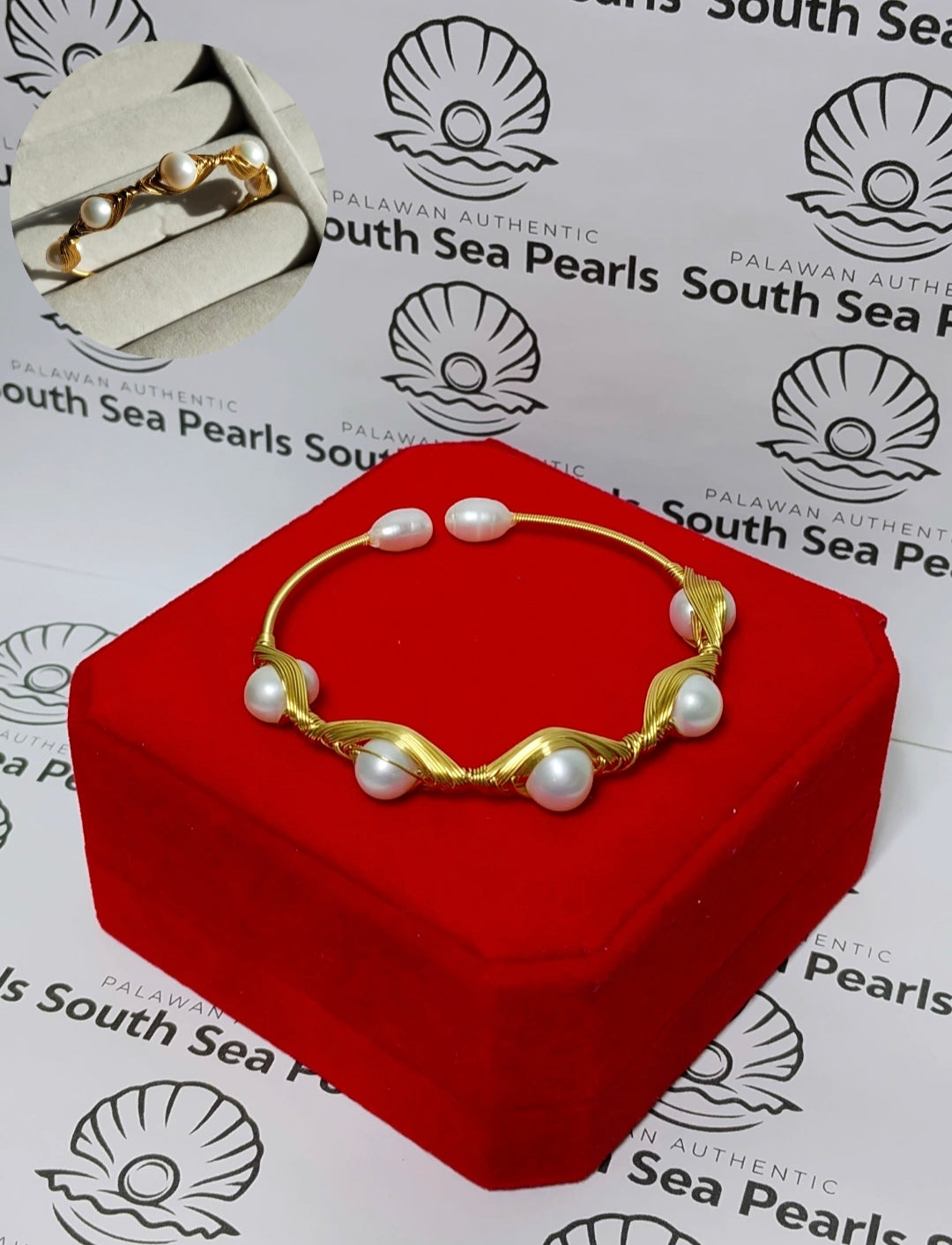 Authentic Fresh Water Pearl Bangle in 5 Micron Setting