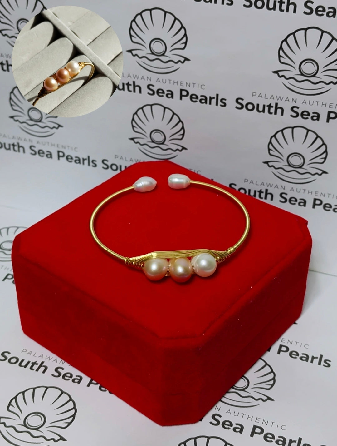 Authentic Fresh Water Pearl Bangle in 5 Micron Setting