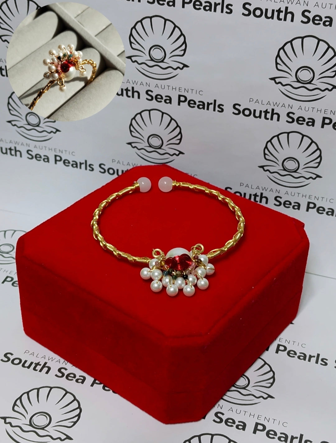 Authentic Fresh Water Pearl Bangle in 5 Micron Setting