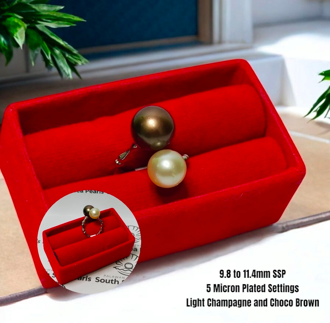 New Arrival! 9.8mm to 11.4mm Authentic South Sea Pearls Ring in 5 Micron Plated Settings