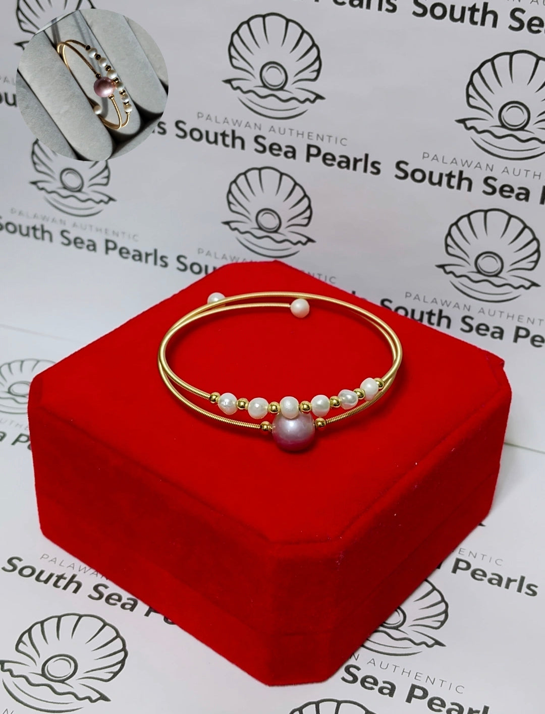Authentic Fresh Water Pearl Bangle in 5 Micron Setting