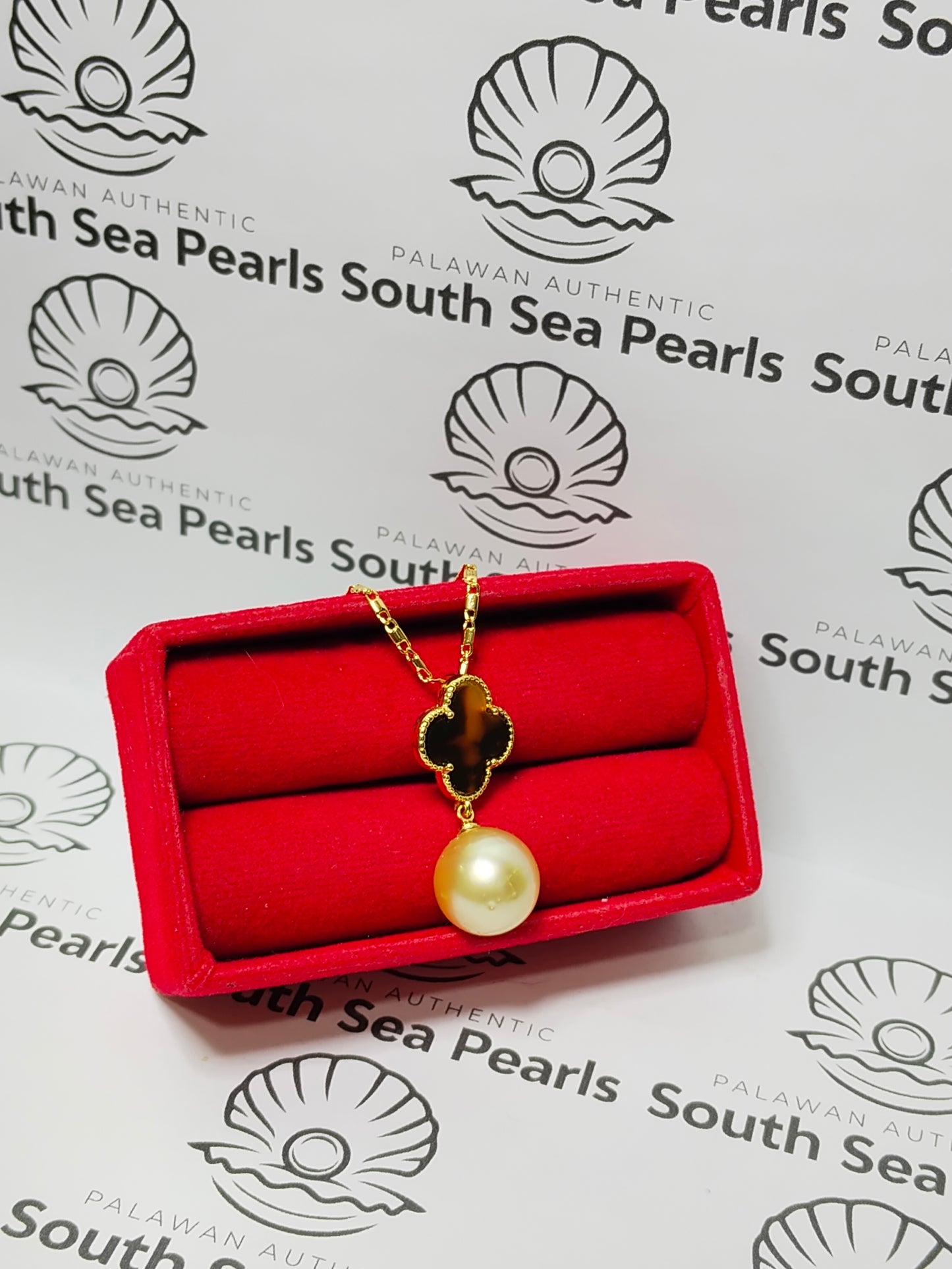 New Arrival! 12.4mm Authentic Champagne Color South Sea Pearls Pendant in 5 Micron Plated Settings