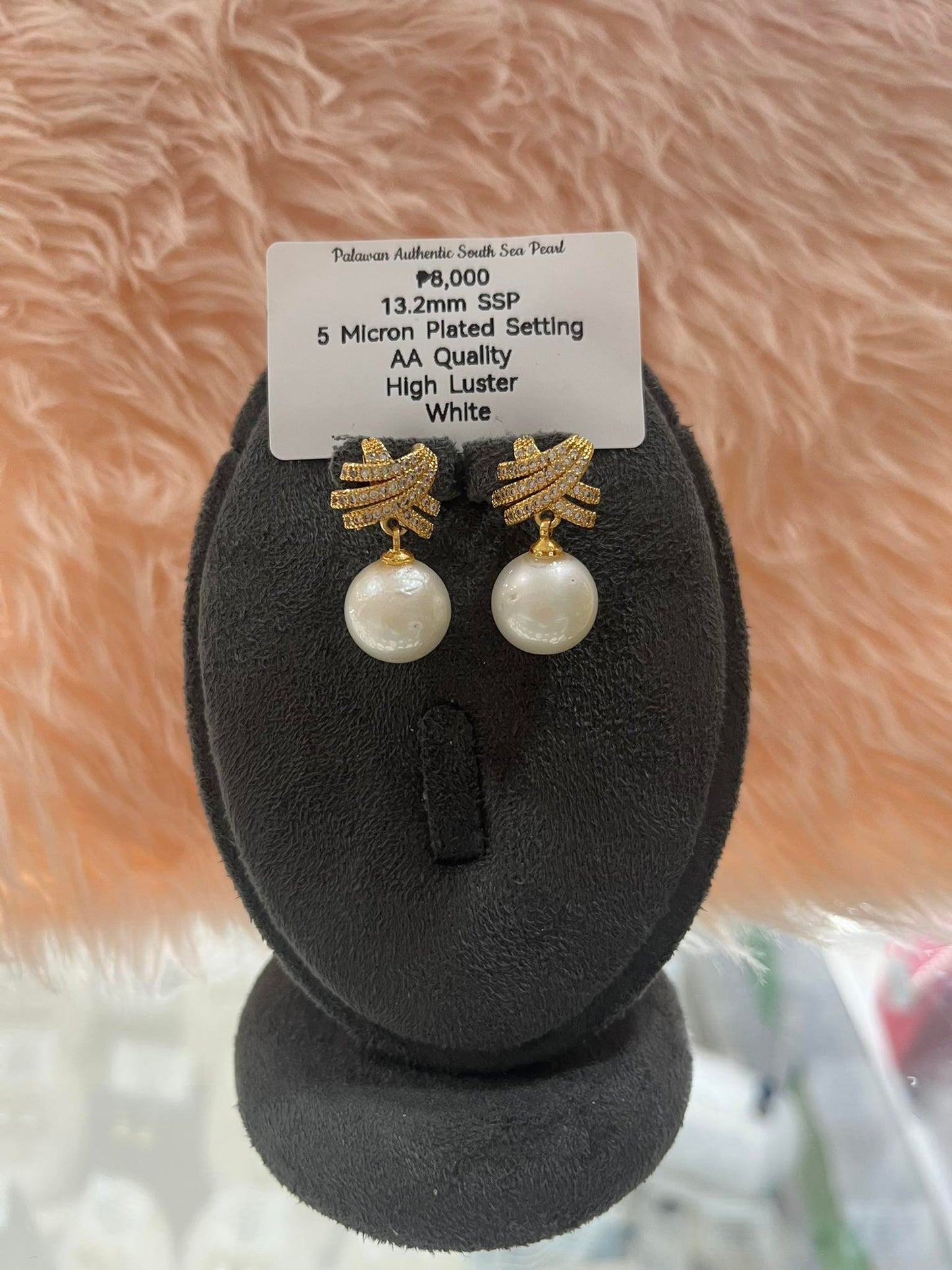 13.2mm Authentic White South Sea Pearl Set in 5 Micron Settings