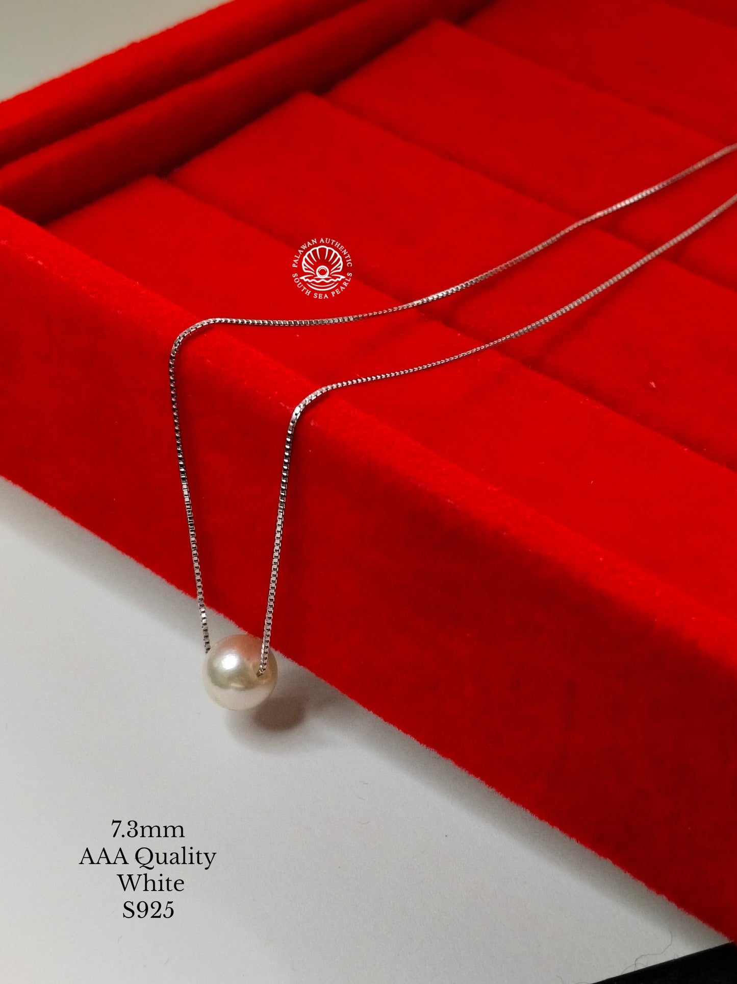7.2mm Palawan Authentic White Color South Sea Pearl Floating Necklace in S925