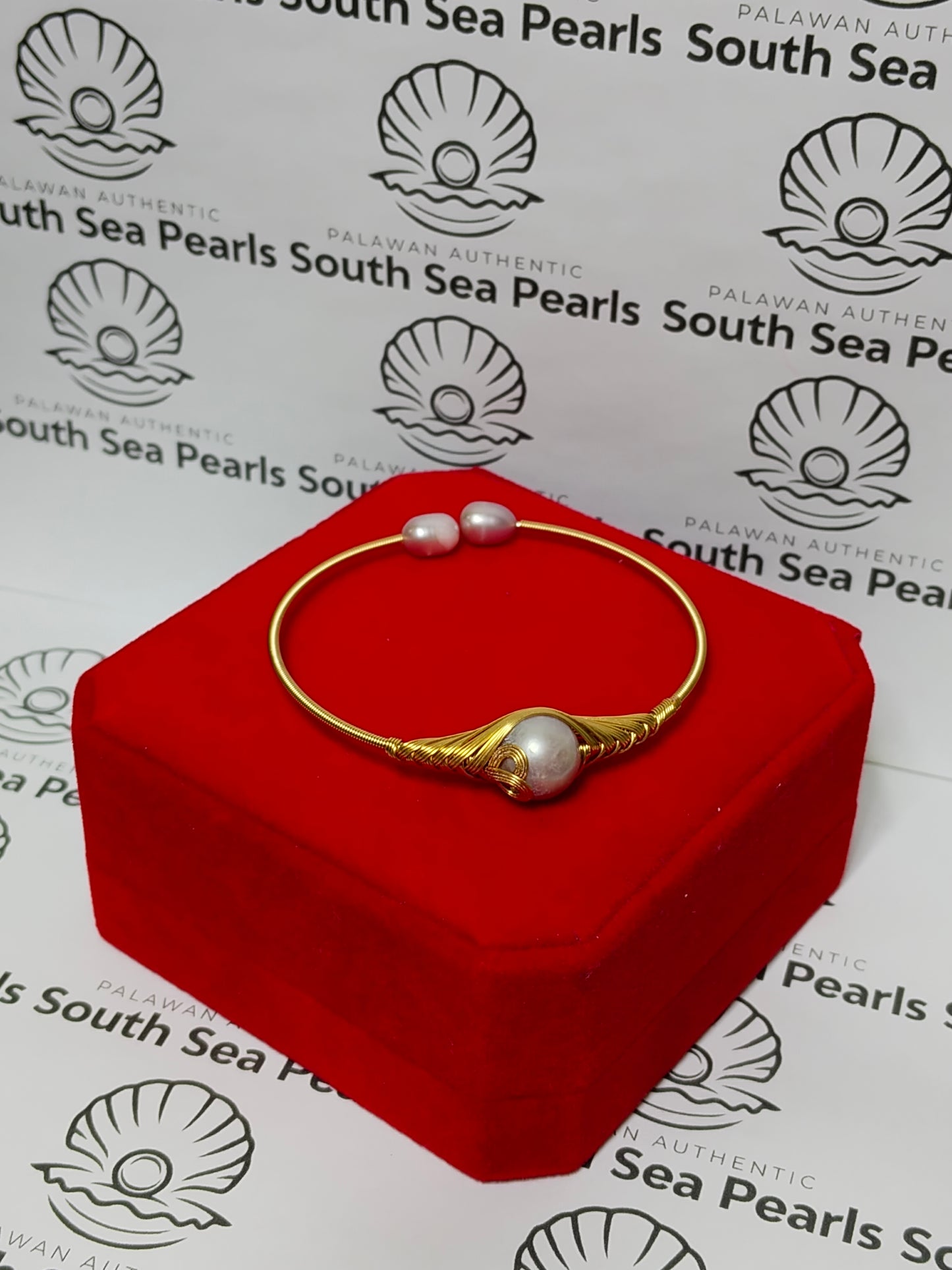 Authentic Fresh Water Pearl Bangle in 5 Micron Setting