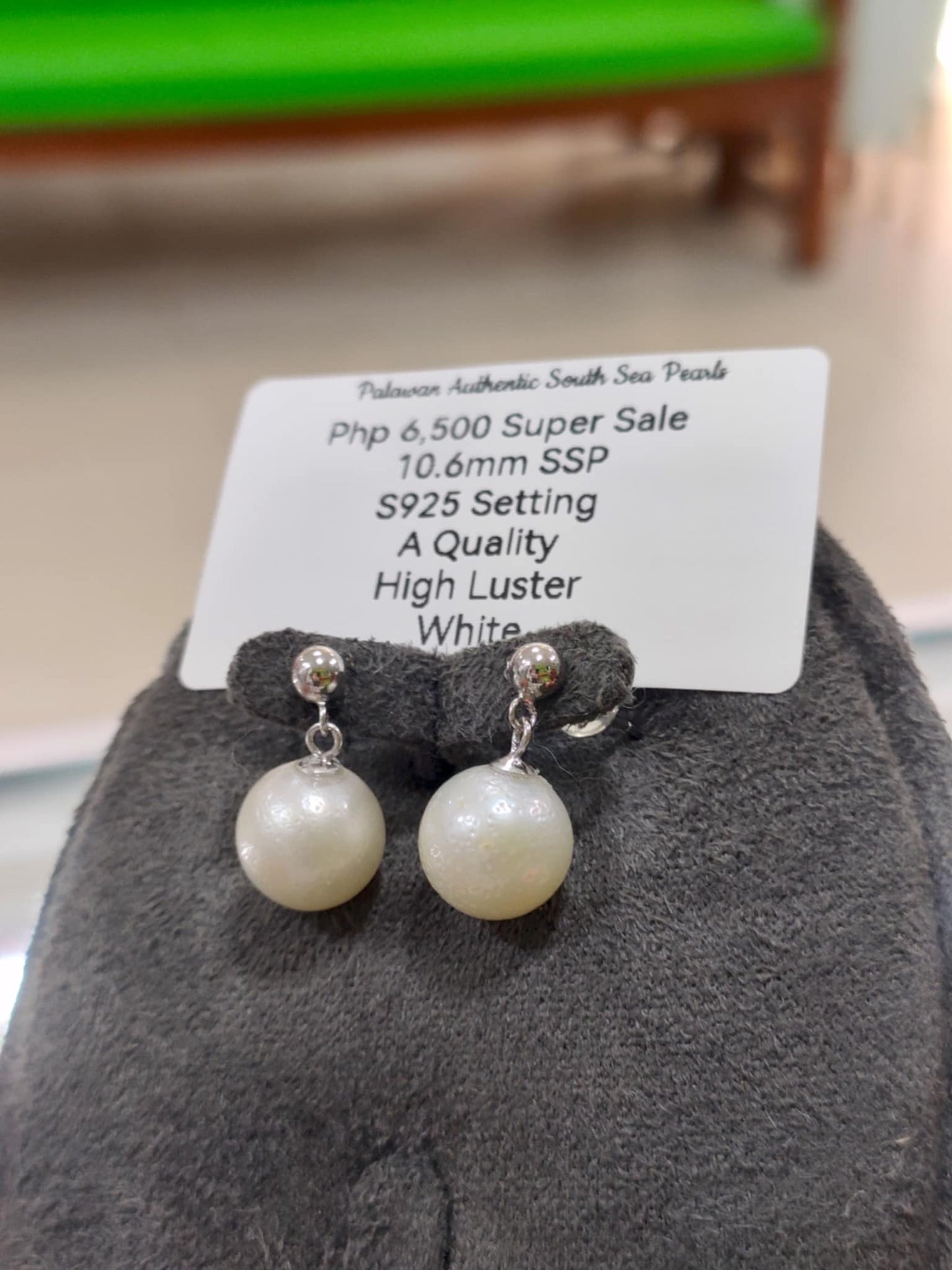10.6mm Authentic White South Sea Pearls in S925 Settings