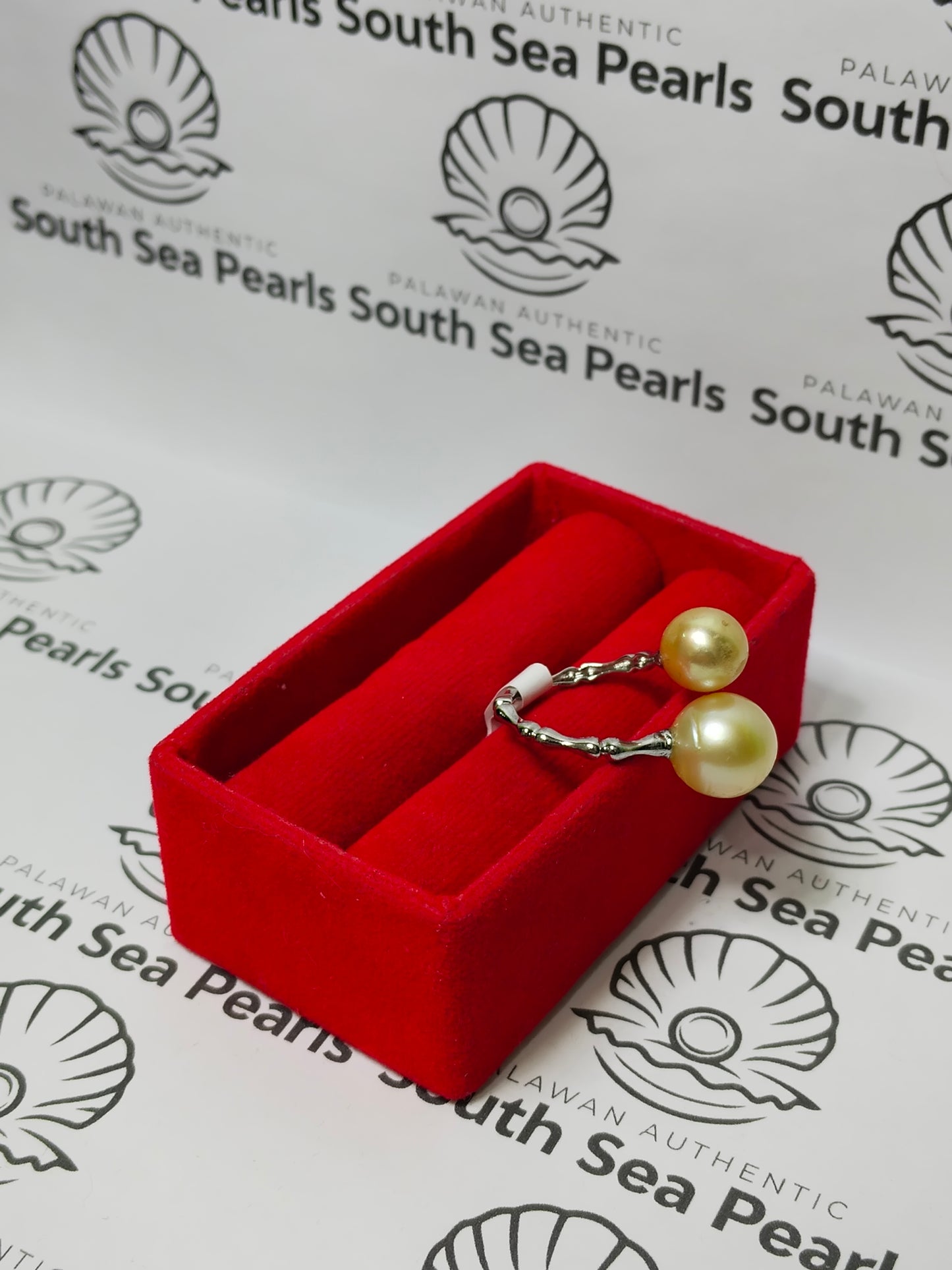 New Arrival! 9.5 mm to 11.2mm Authentic South Sea Pearls Ring in 5 Micron Plated Settings