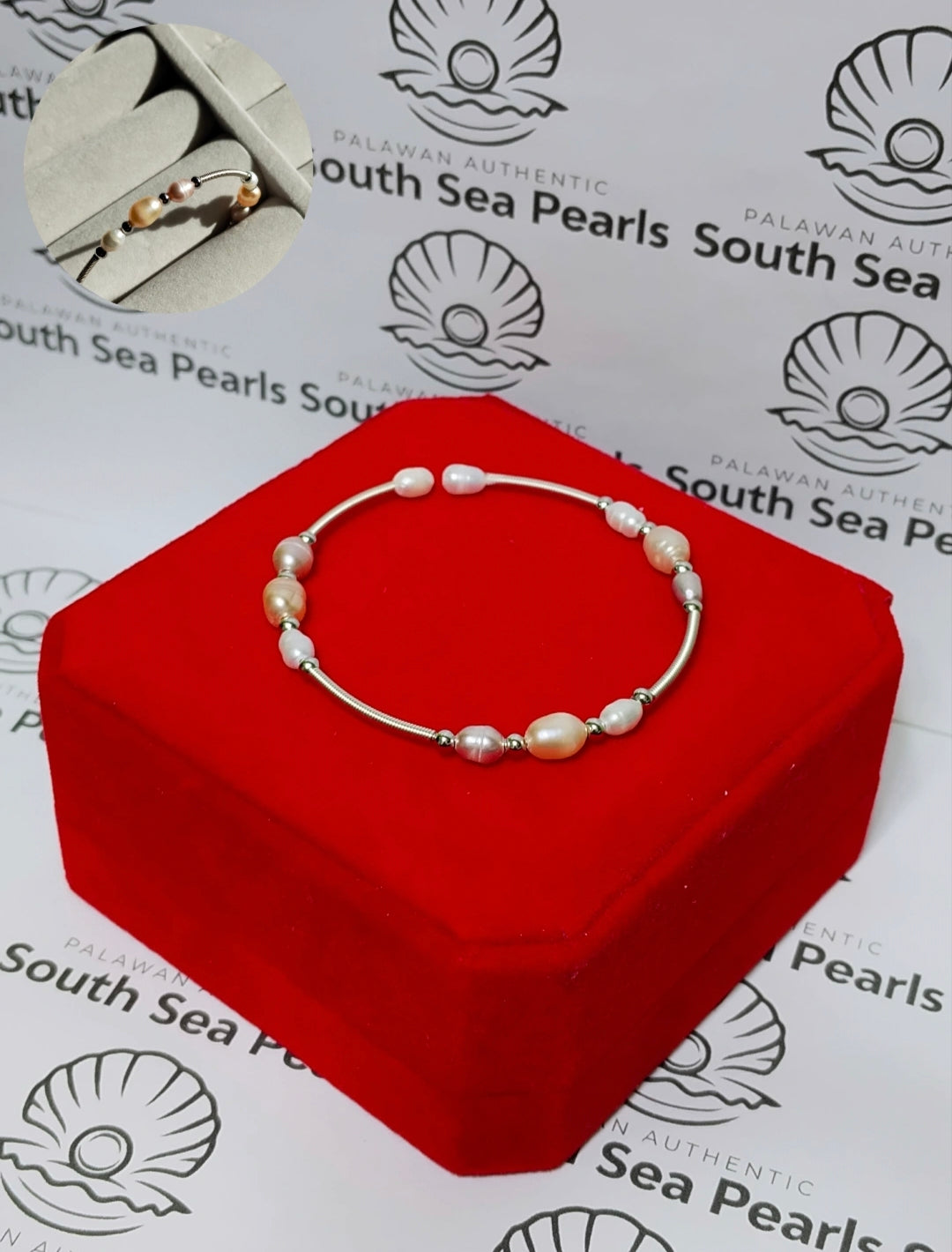 Authentic Fresh Water Pearl Bangle in 5 Micron Setting