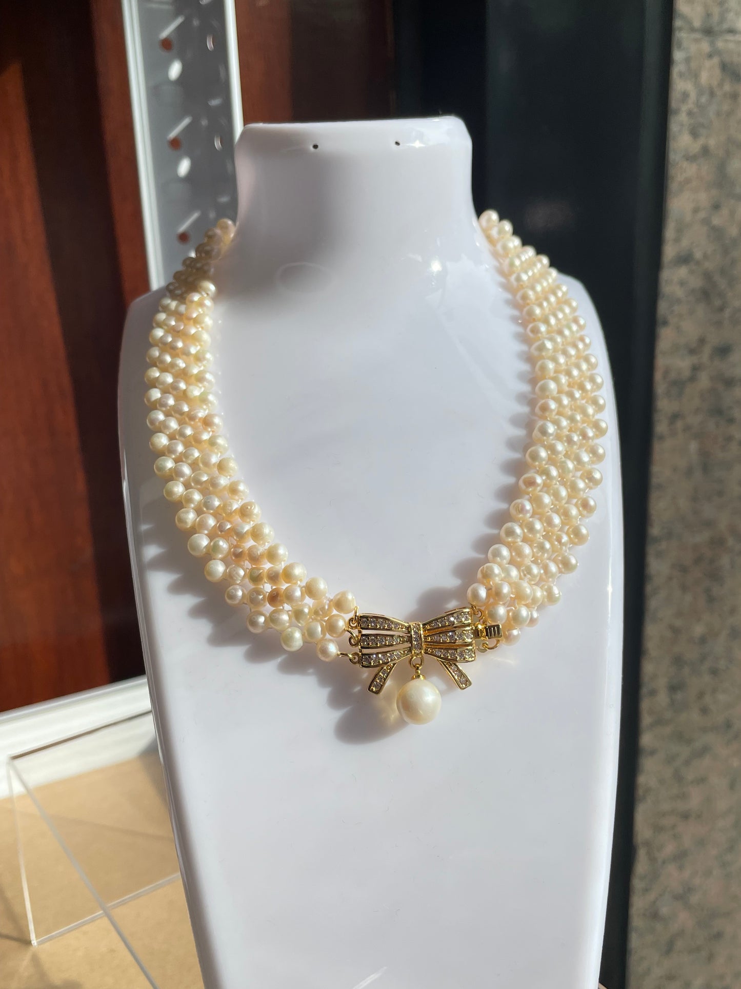 Fresh Water Pearl Necklace in 5 Micron Plated Settings