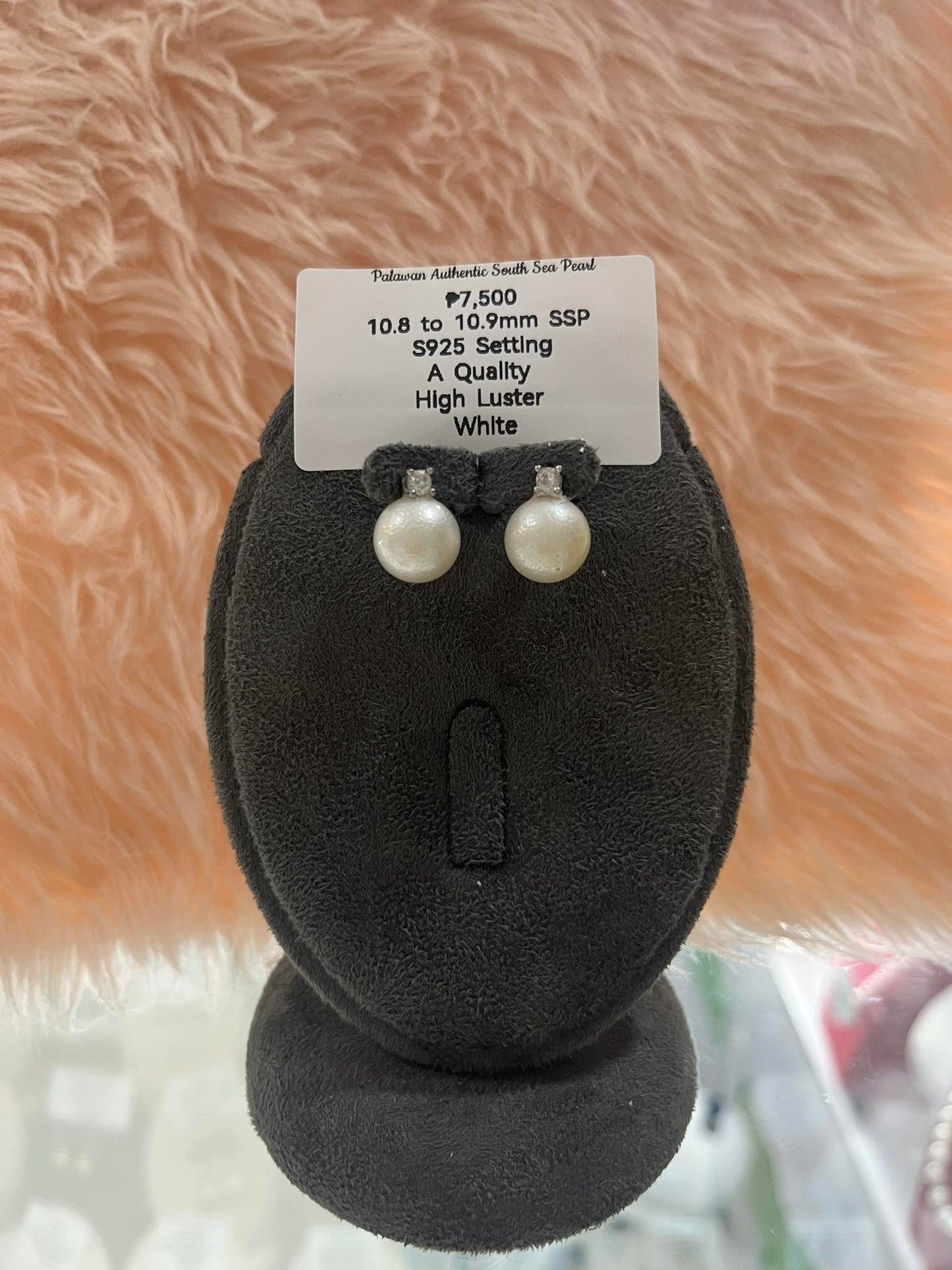 10.8 to 10.9mm Authentic White South Sea Pearl Set in S925 Settings