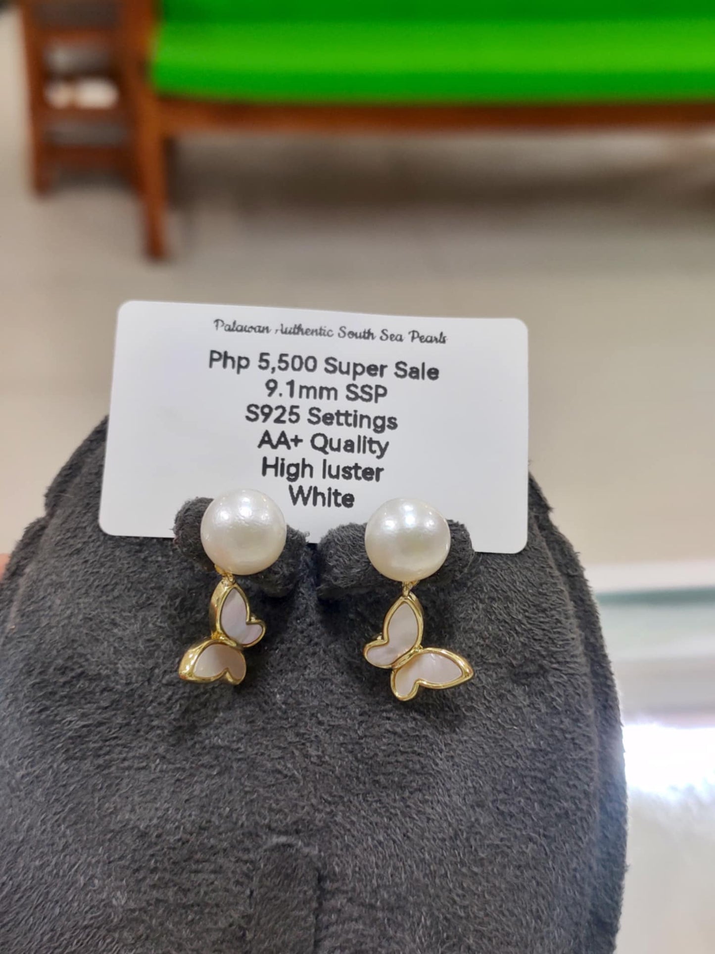 9.1mm Authentic White South Sea Pearls in S925 Settings