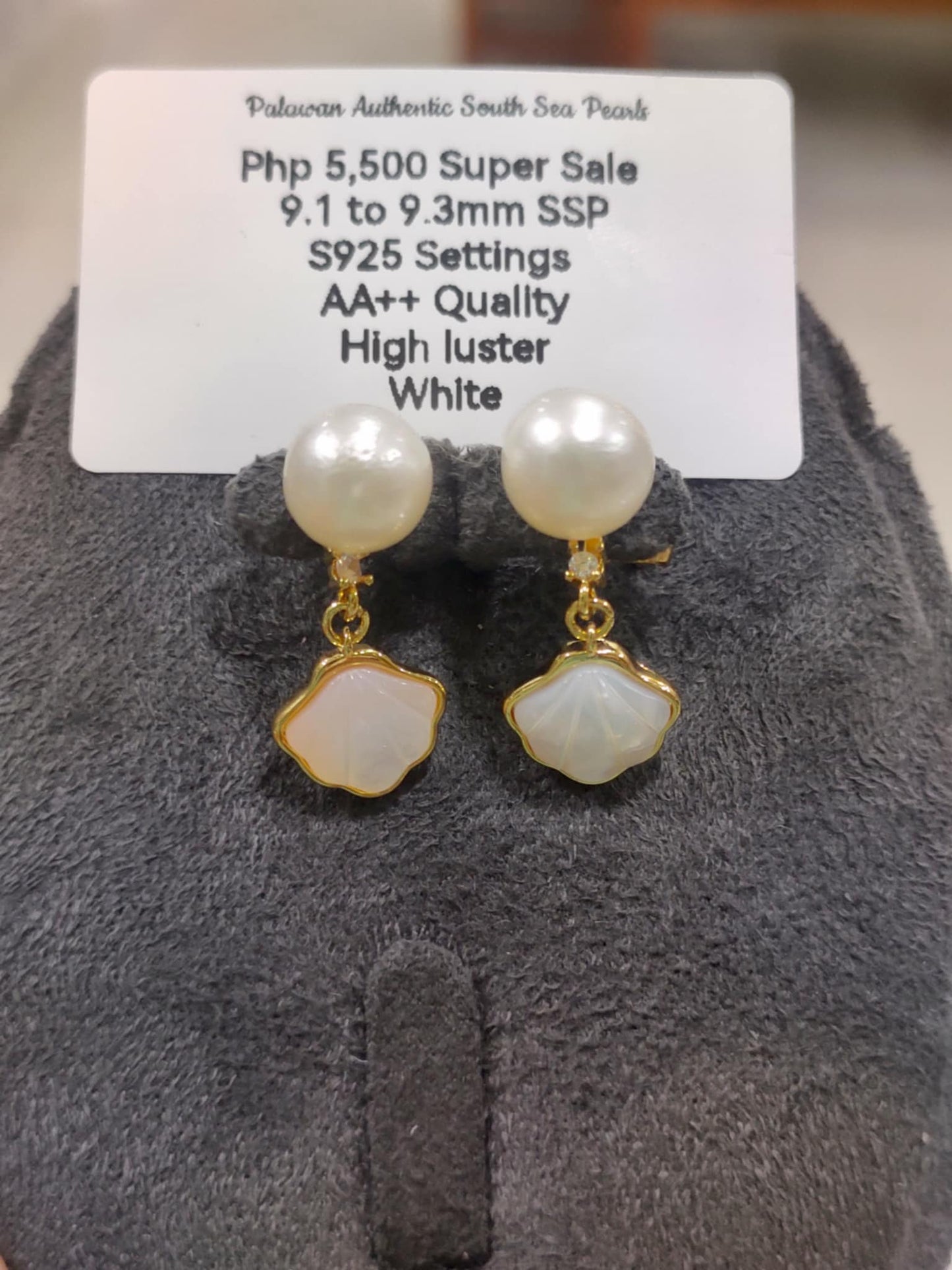 9.1mm to 9.3mm Authentic White South Sea Pearls in S925 Settings