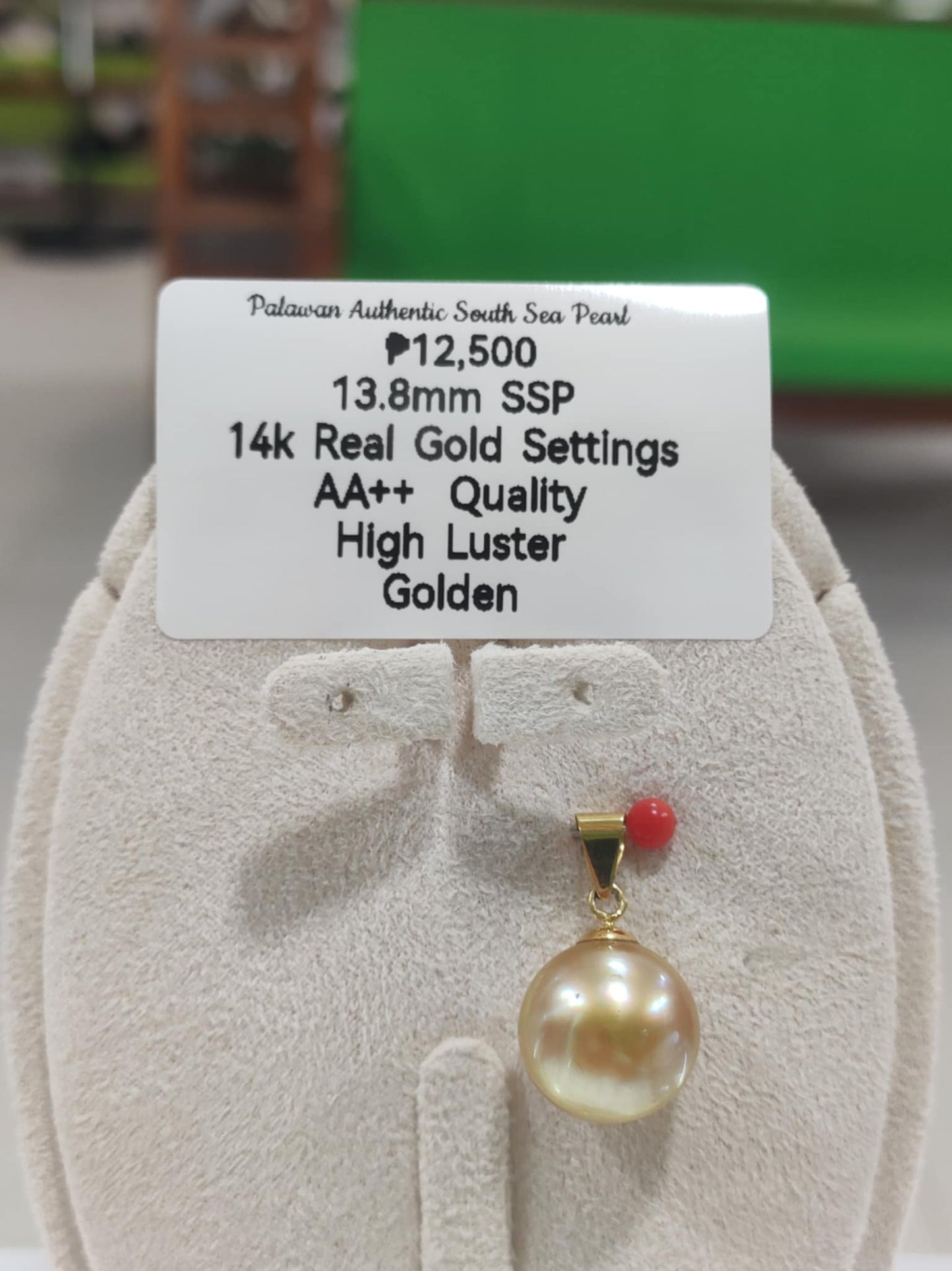 New Arrival! 13.8mm Authentic Golden South Sea Pearls Pendant in 14k Gold Settings