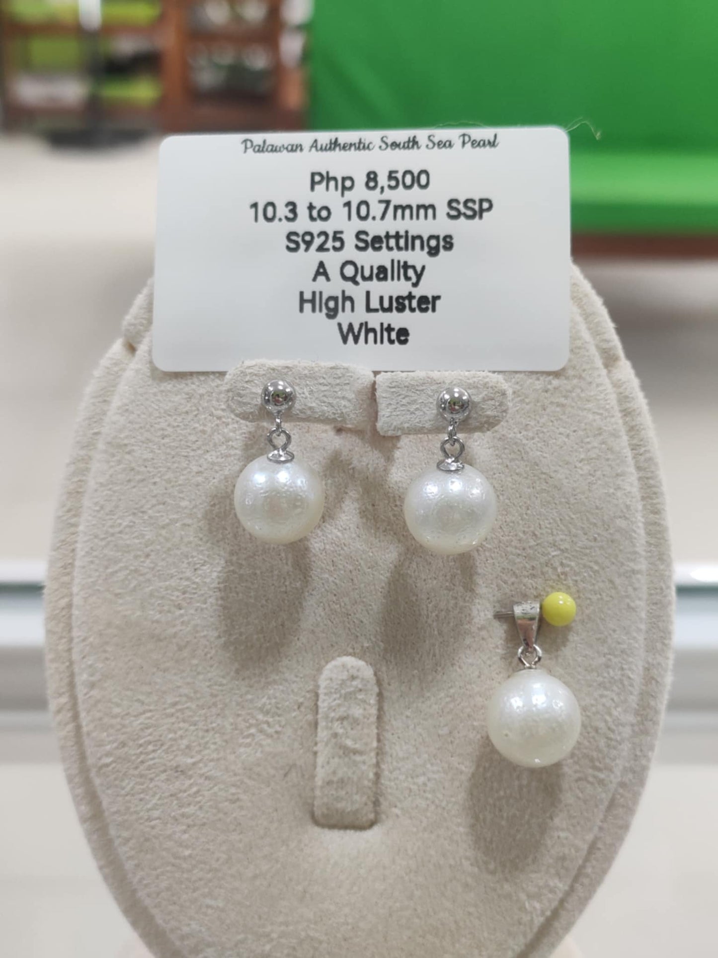 10.3 to 10.7mm Authentic White South Sea Pearls Set in S925
