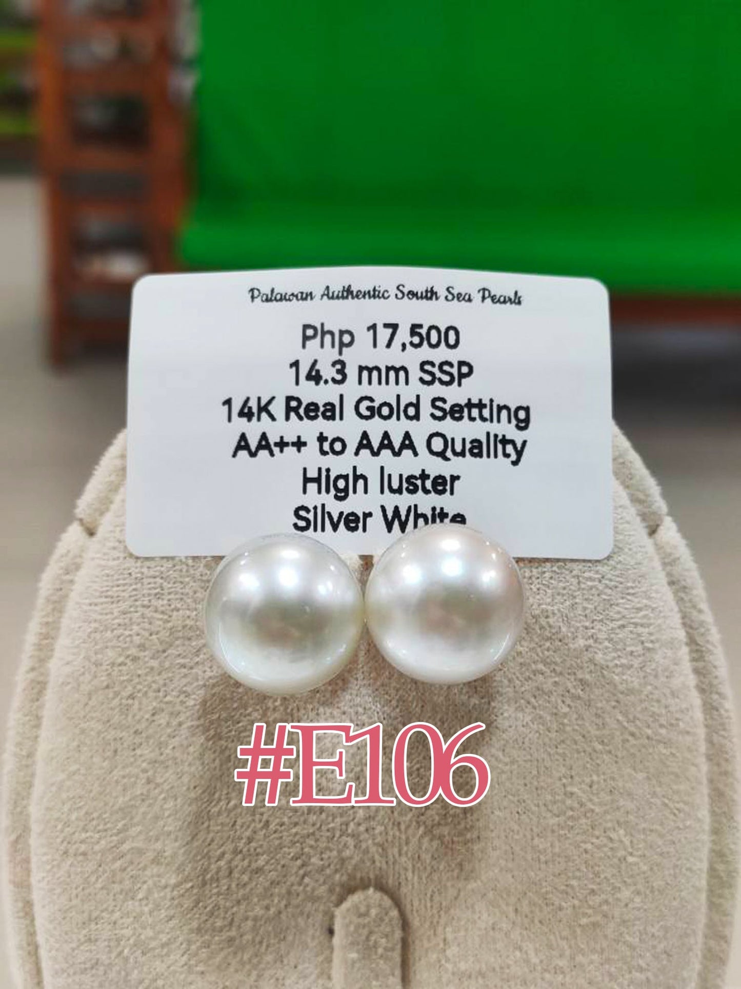 New Arrival! 14.3mm Authentic South Sea Pearls Stud Earrings in 14k Gold
