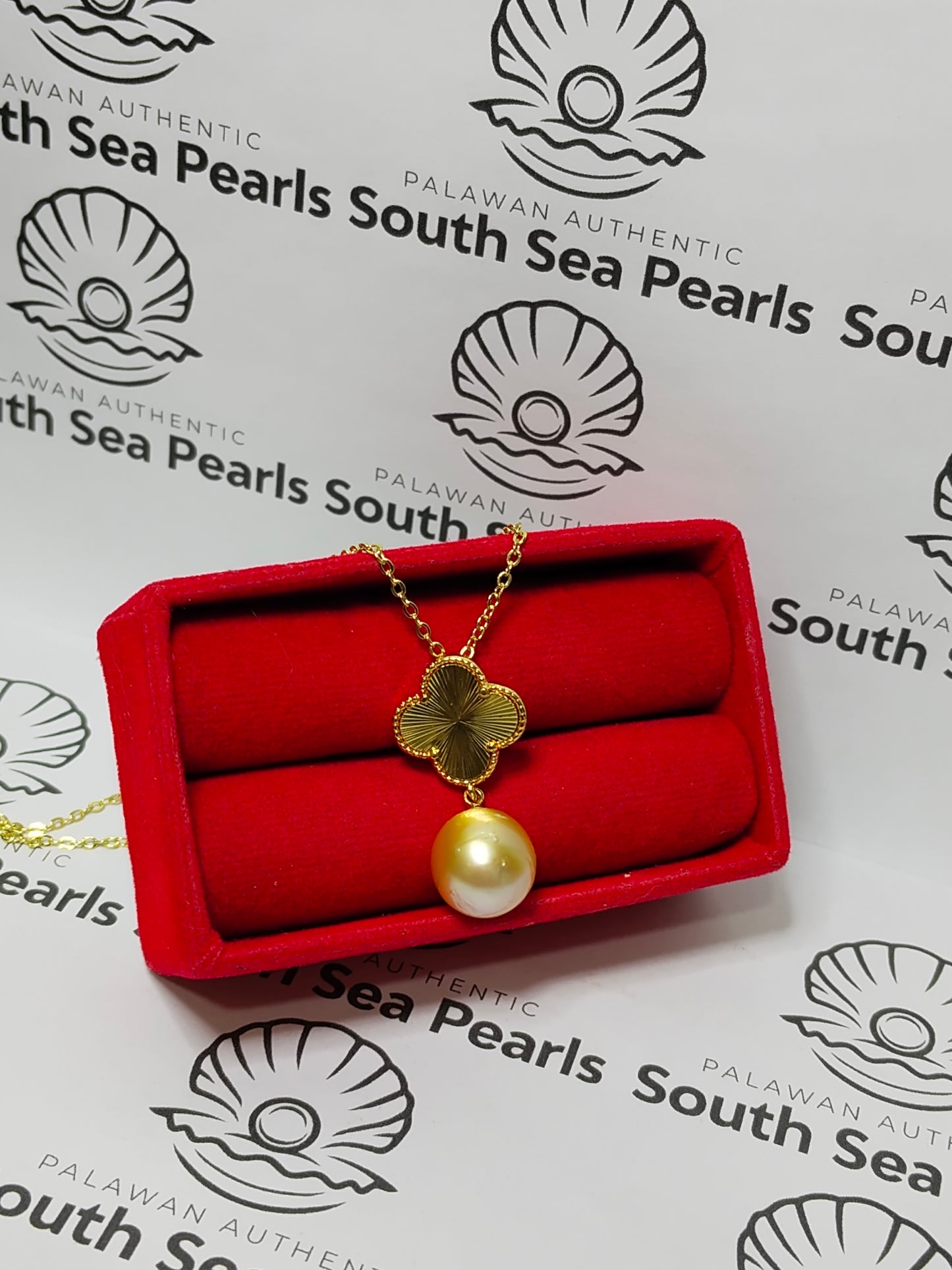 New Arrival! 11.5mm Authentic Golden Color South Sea Pearls Pendant in 5 Micron Plated Settings