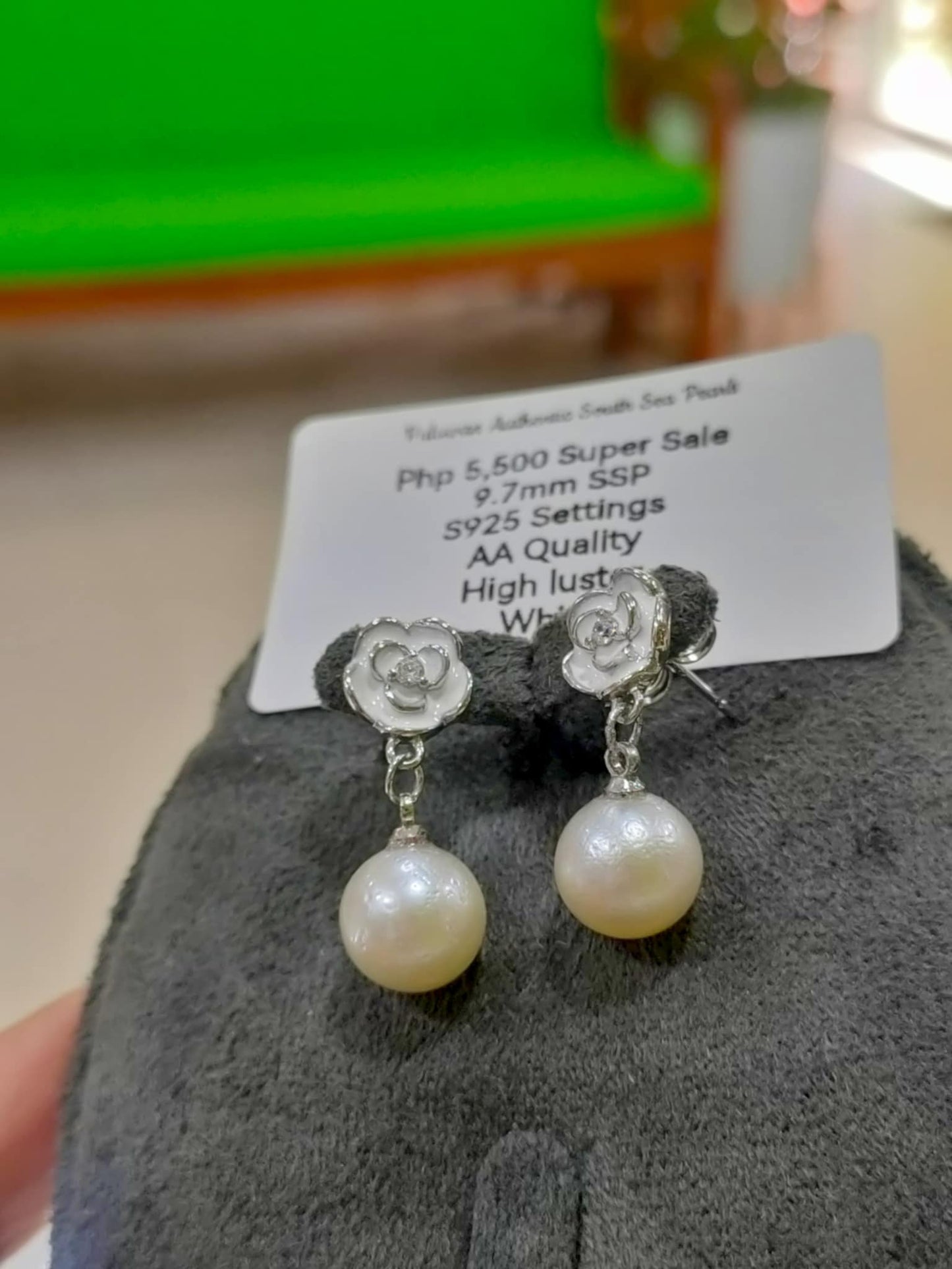 9.7mm Authentic White South Sea Pearls in S925 Settings