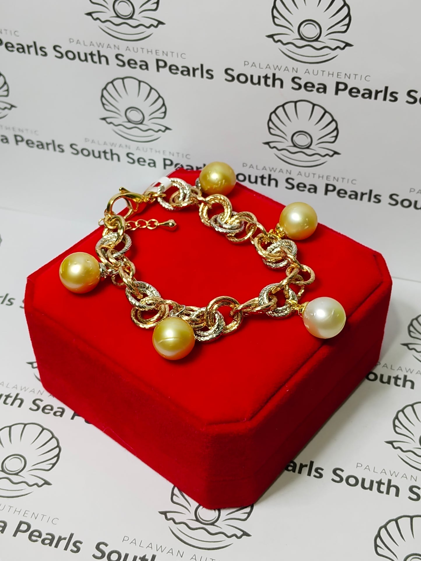 New Arrival! 11.9mm to 12.4mm Authentic Champagne and Golden South Sea Pearls Bracelets