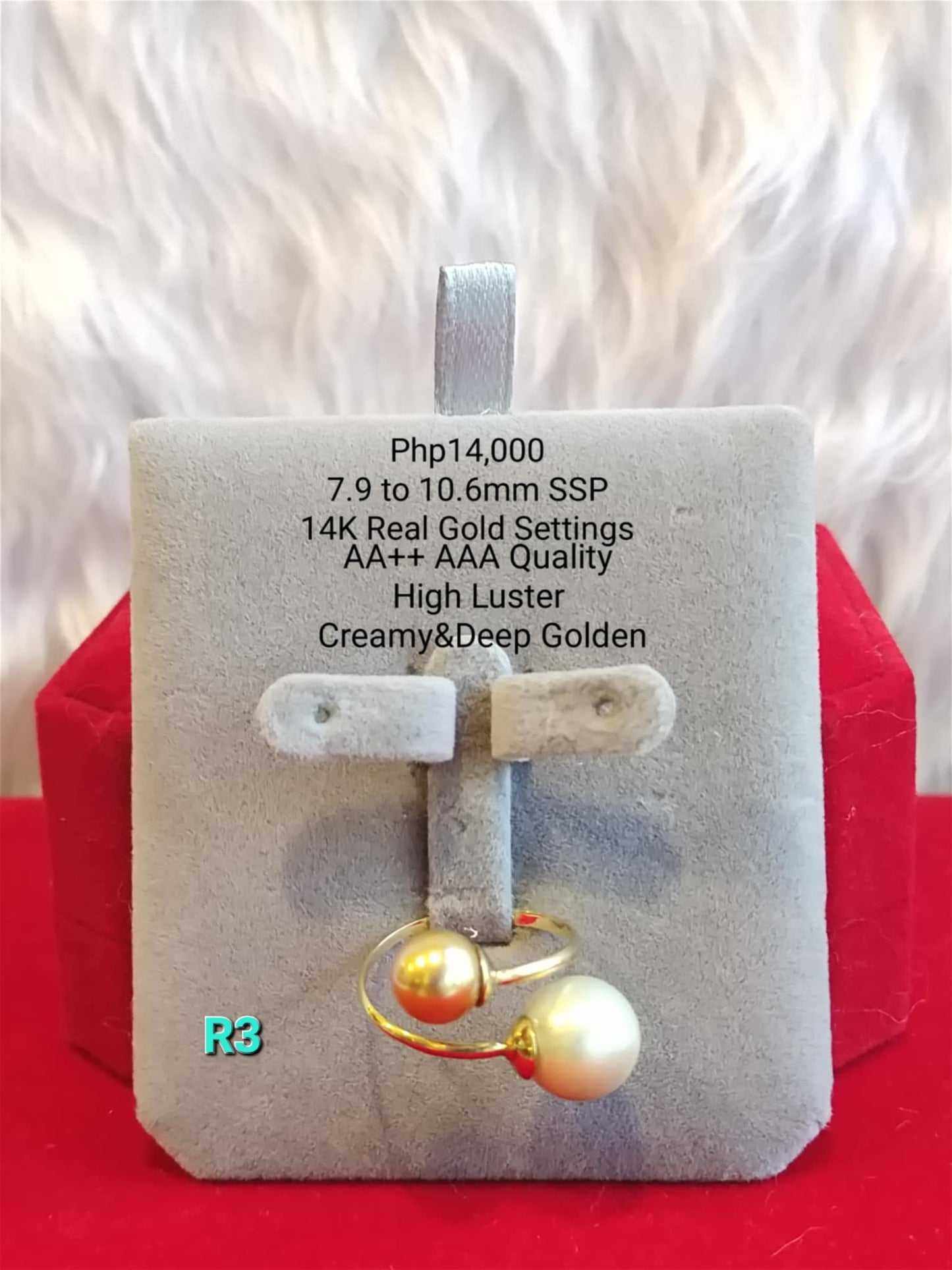 7.9mm to 10.6mm Authentic Creamy & Deep Golden South Sea Pearls Ring in 14K Gold Settings
