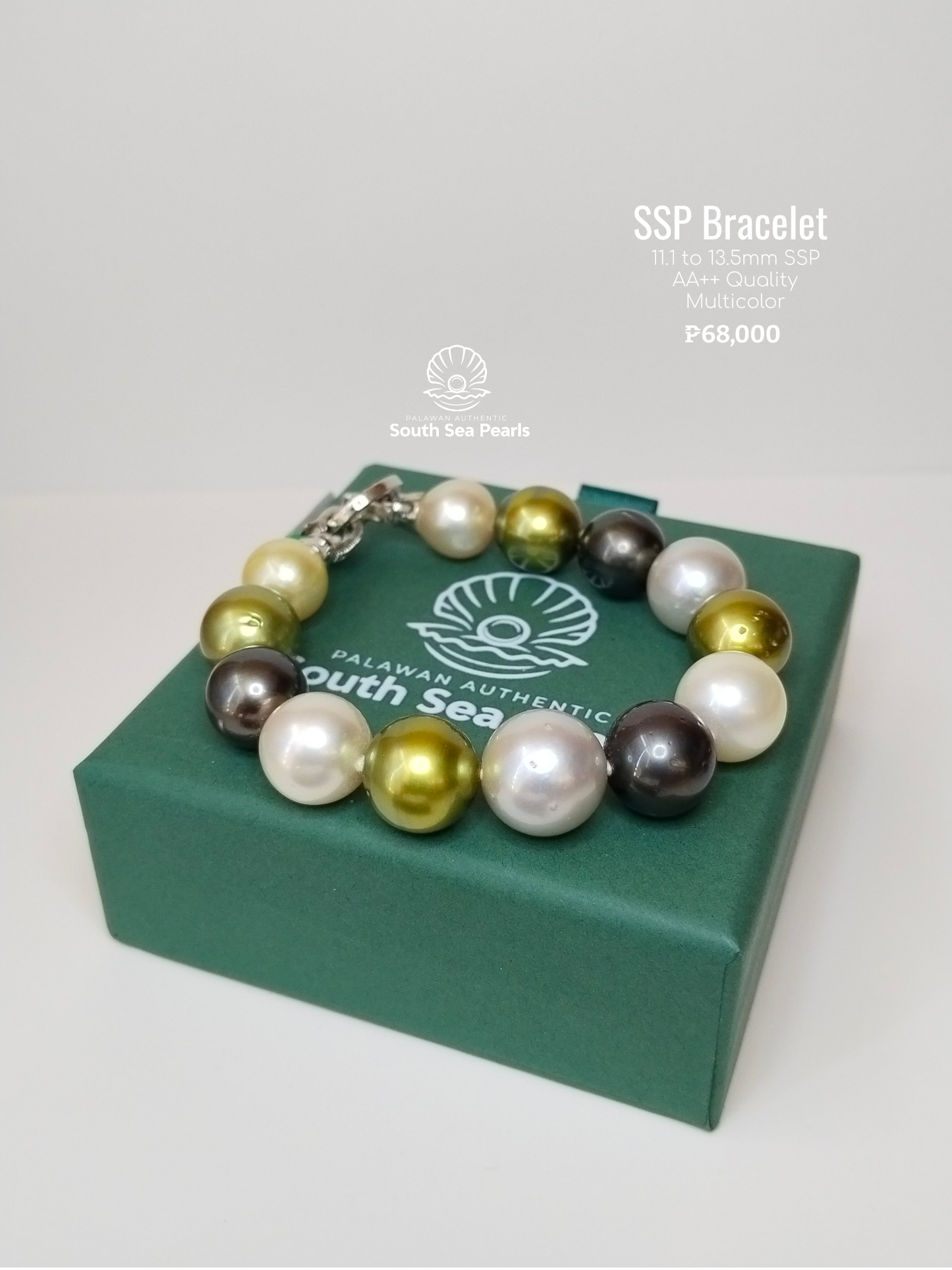 11.1mm to 13.5mm Palawan Authentic Multicolor South Sea Pearl Bracelets in 5 Micron Plated Settings